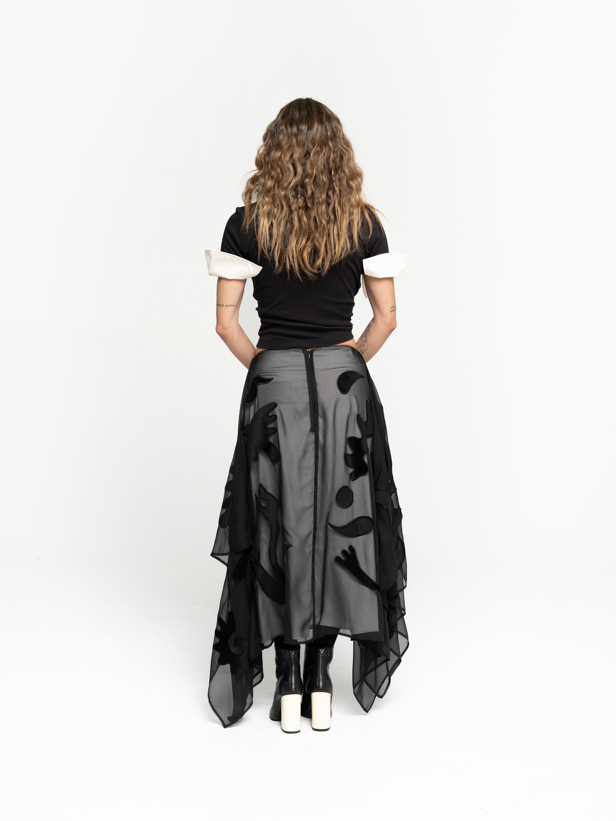 Sheer Side Draped Skirt