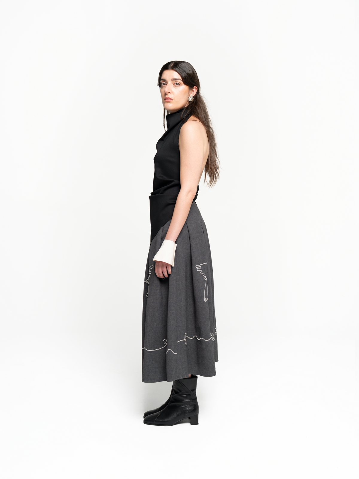 Birds Pleated Skirt