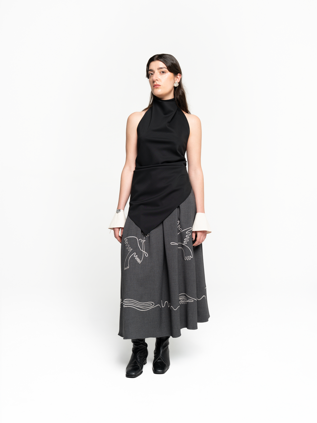 Birds Pleated Skirt