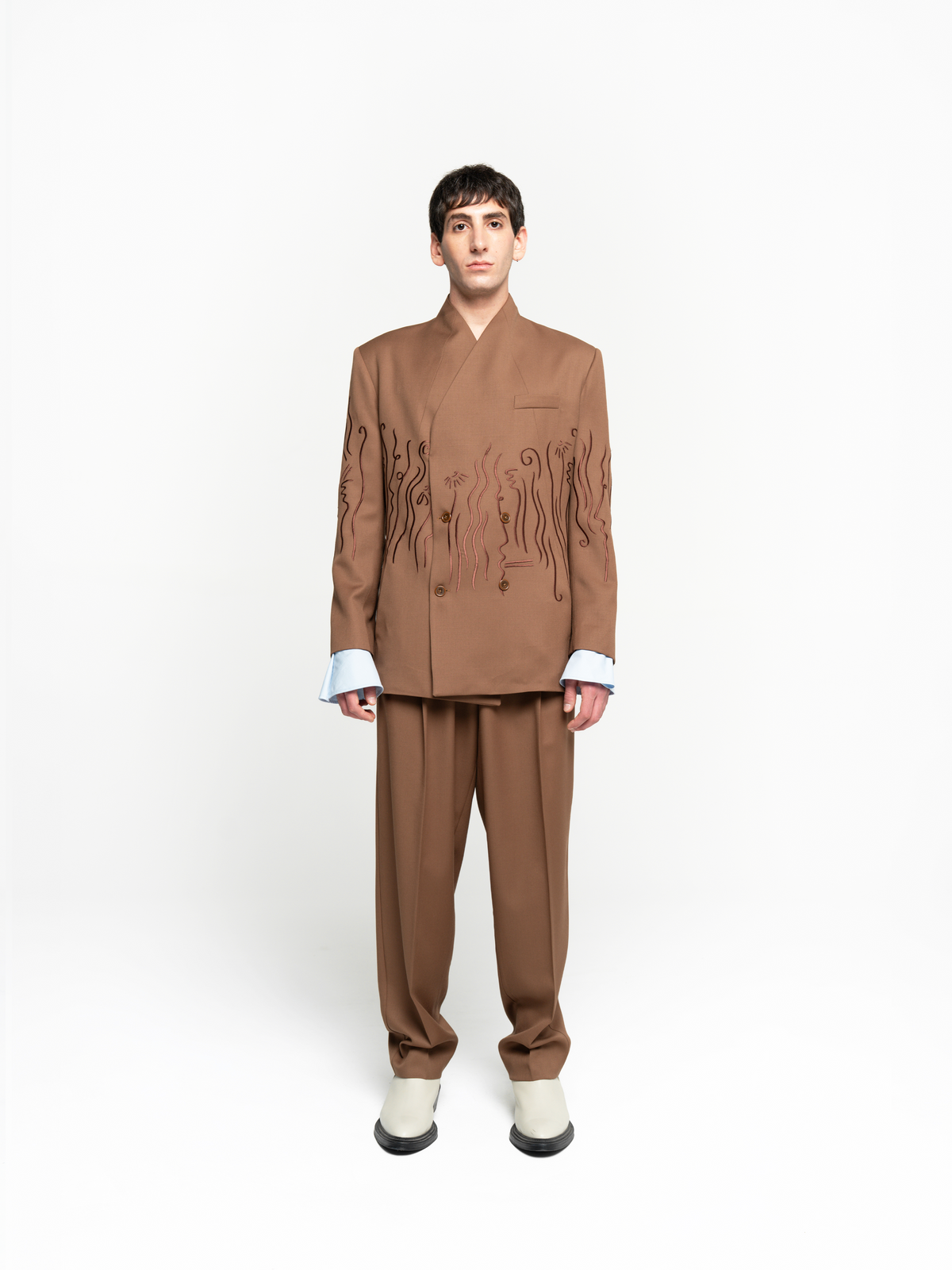 Embroidered Double Breasted Blazer - Men