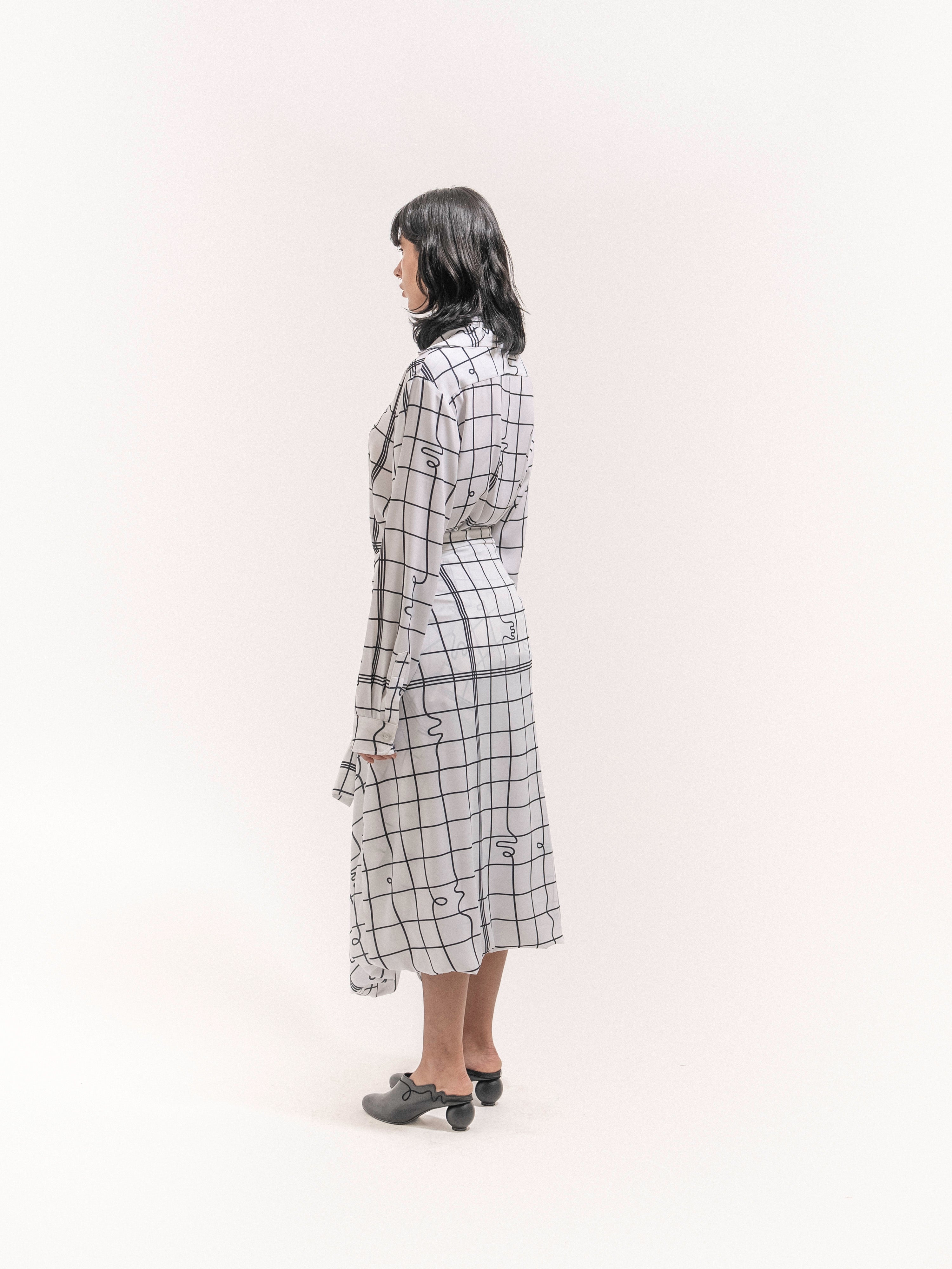 Grid Print Double shirt