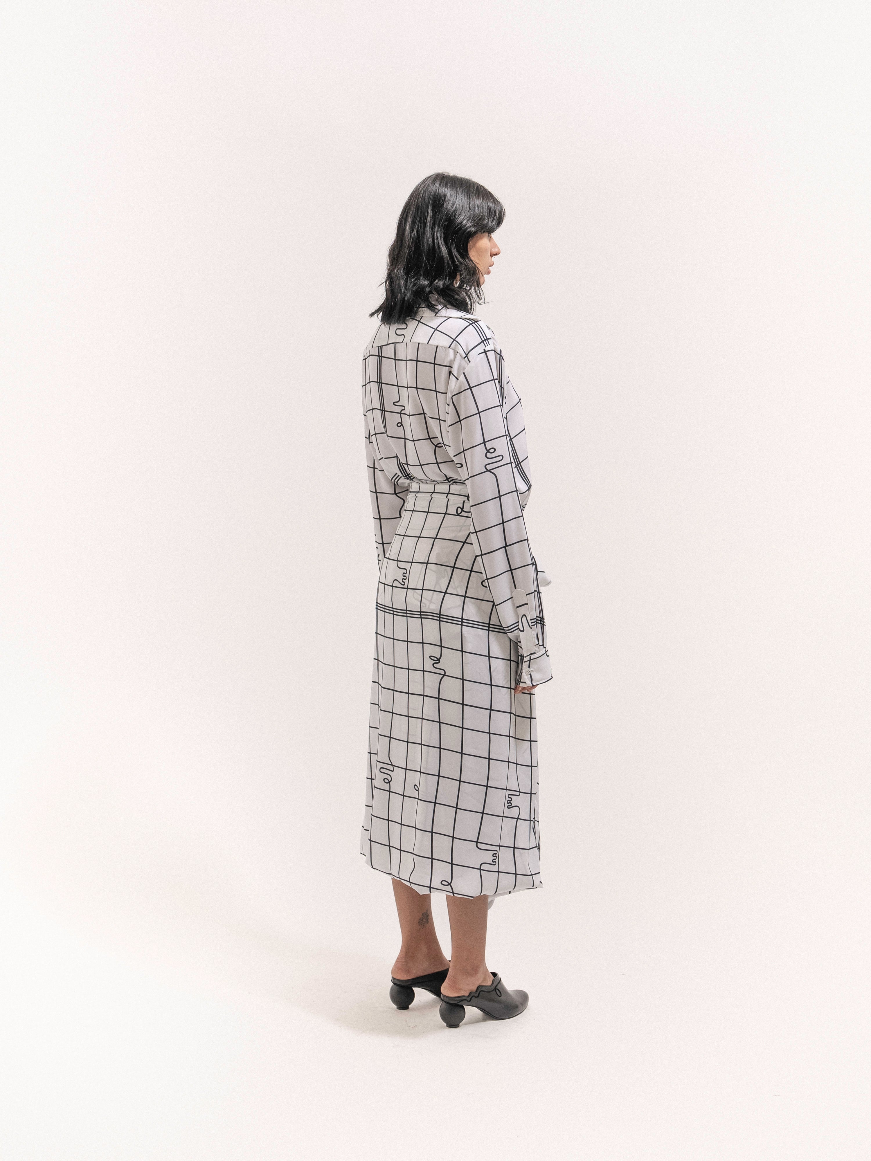 Grid Print Double shirt