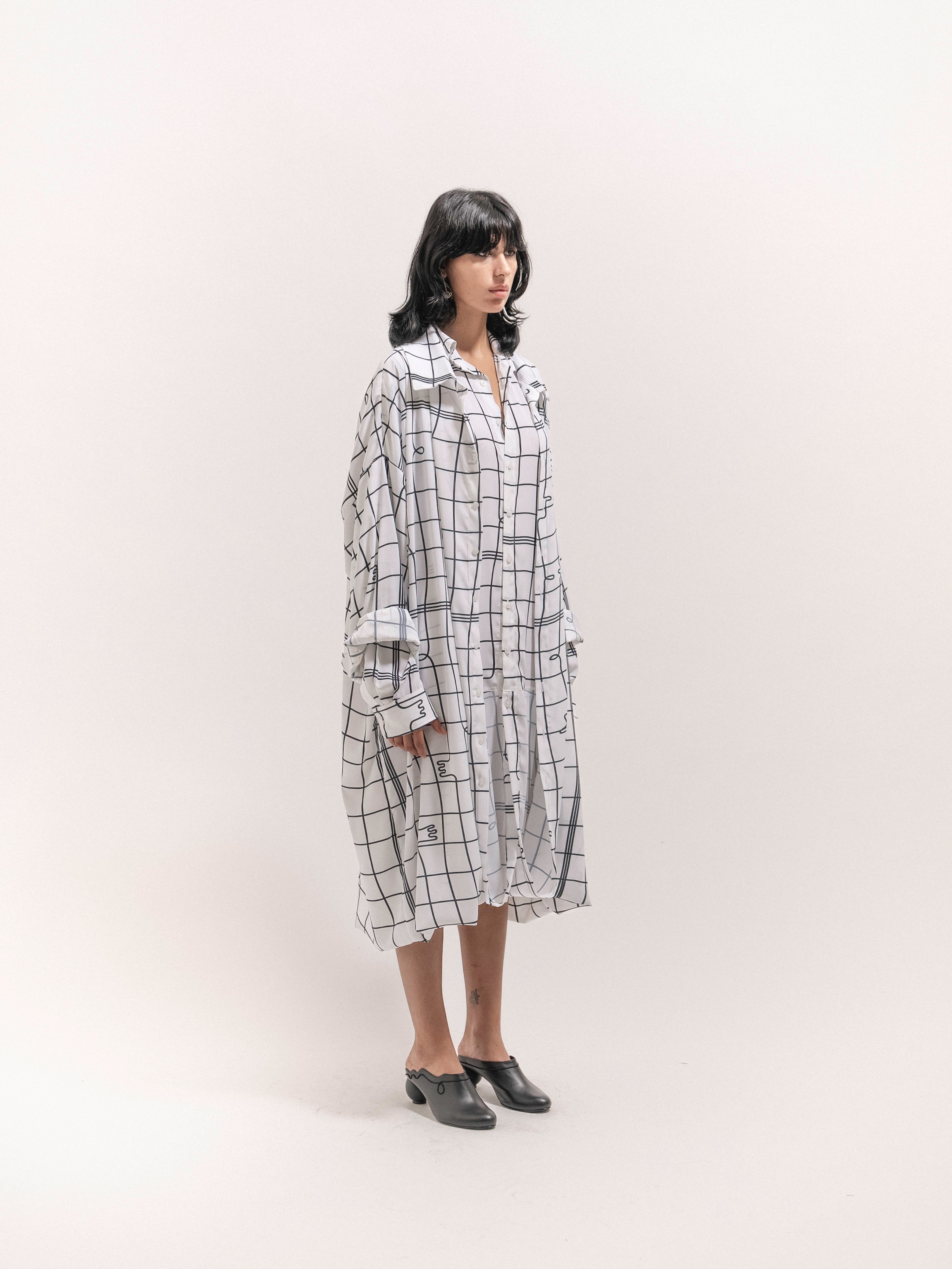 Grid Print Double shirt
