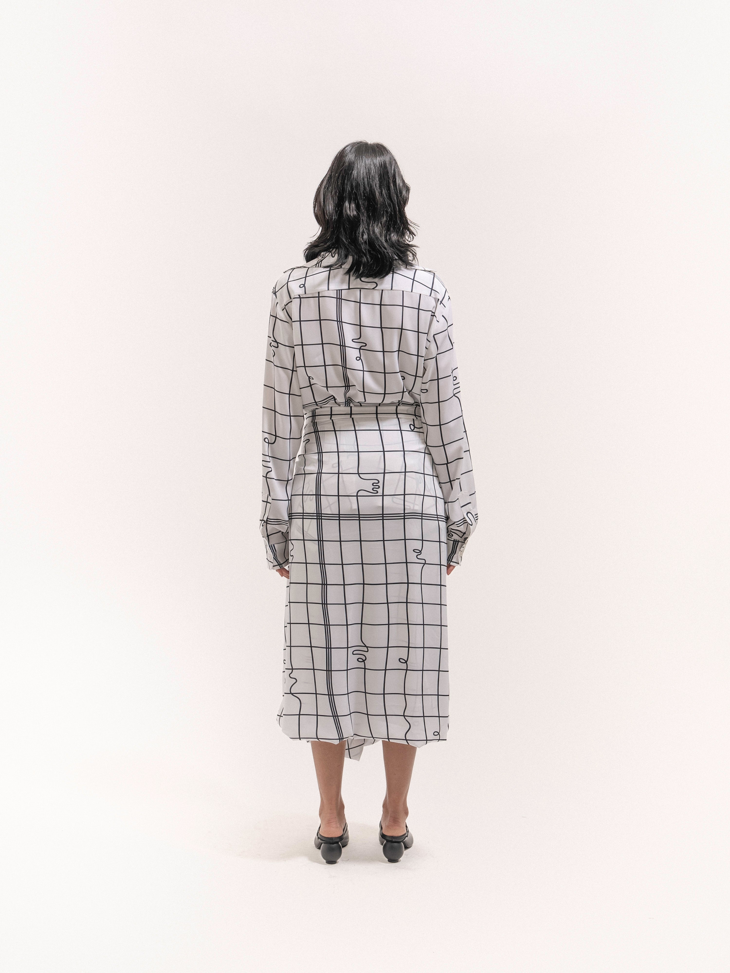 Grid Print Double shirt