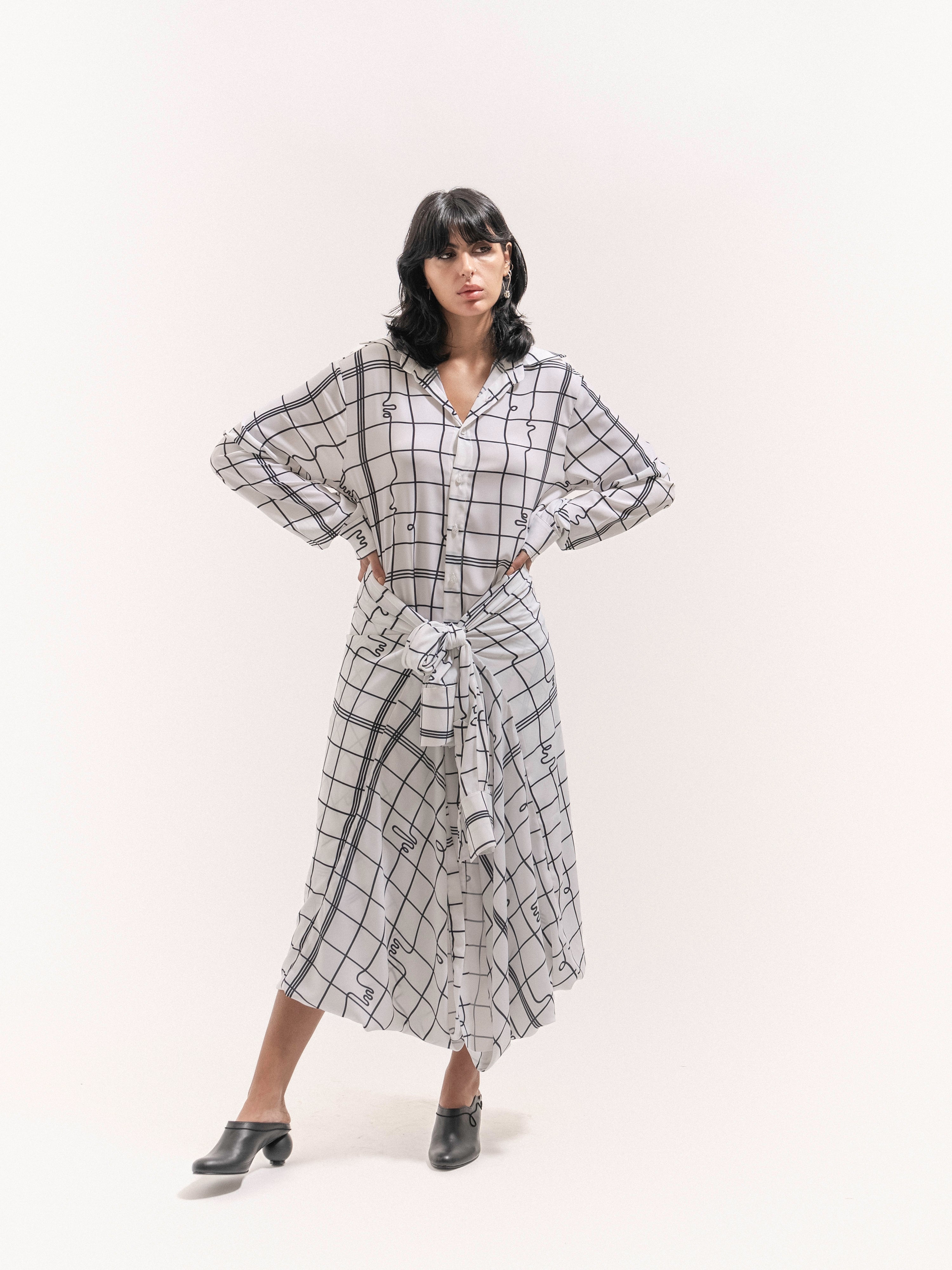 Grid Print Double shirt