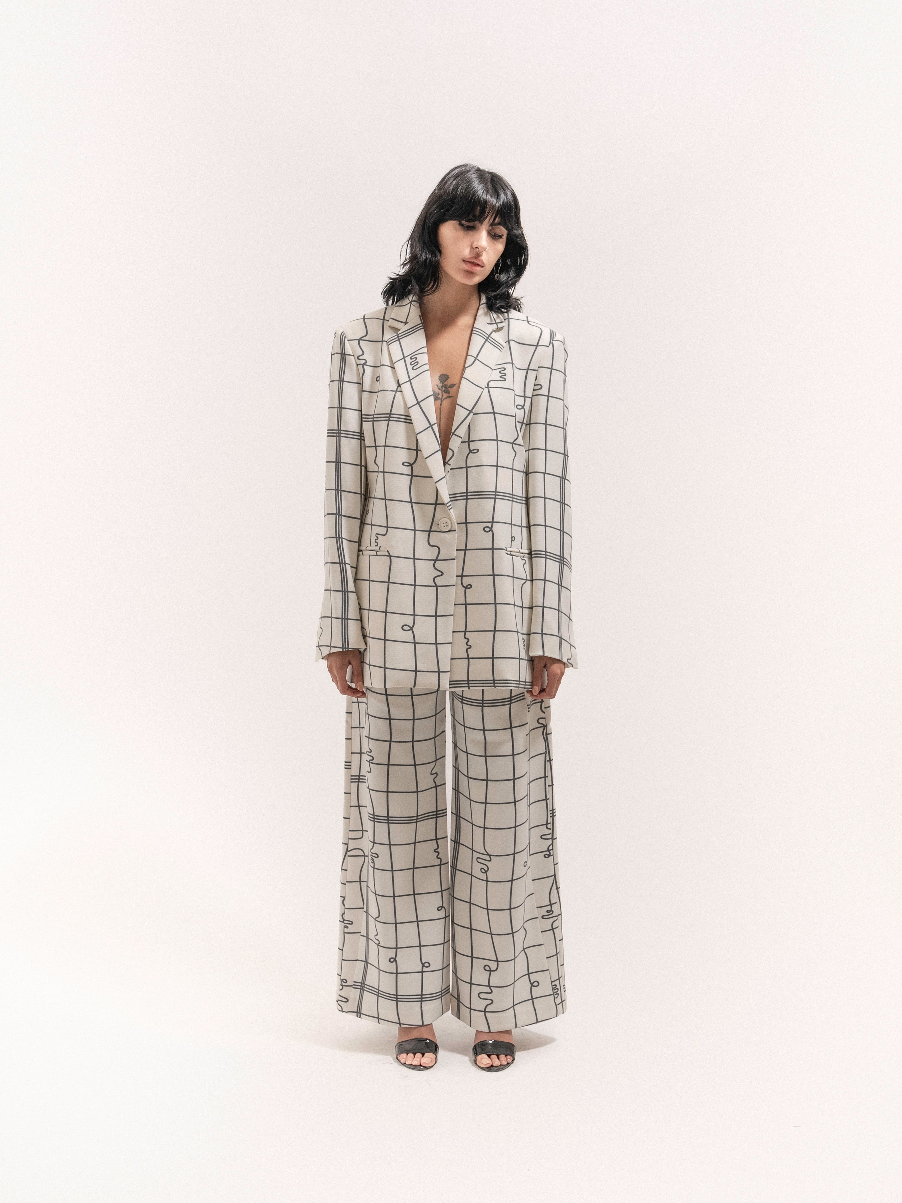 Grid Print Suit