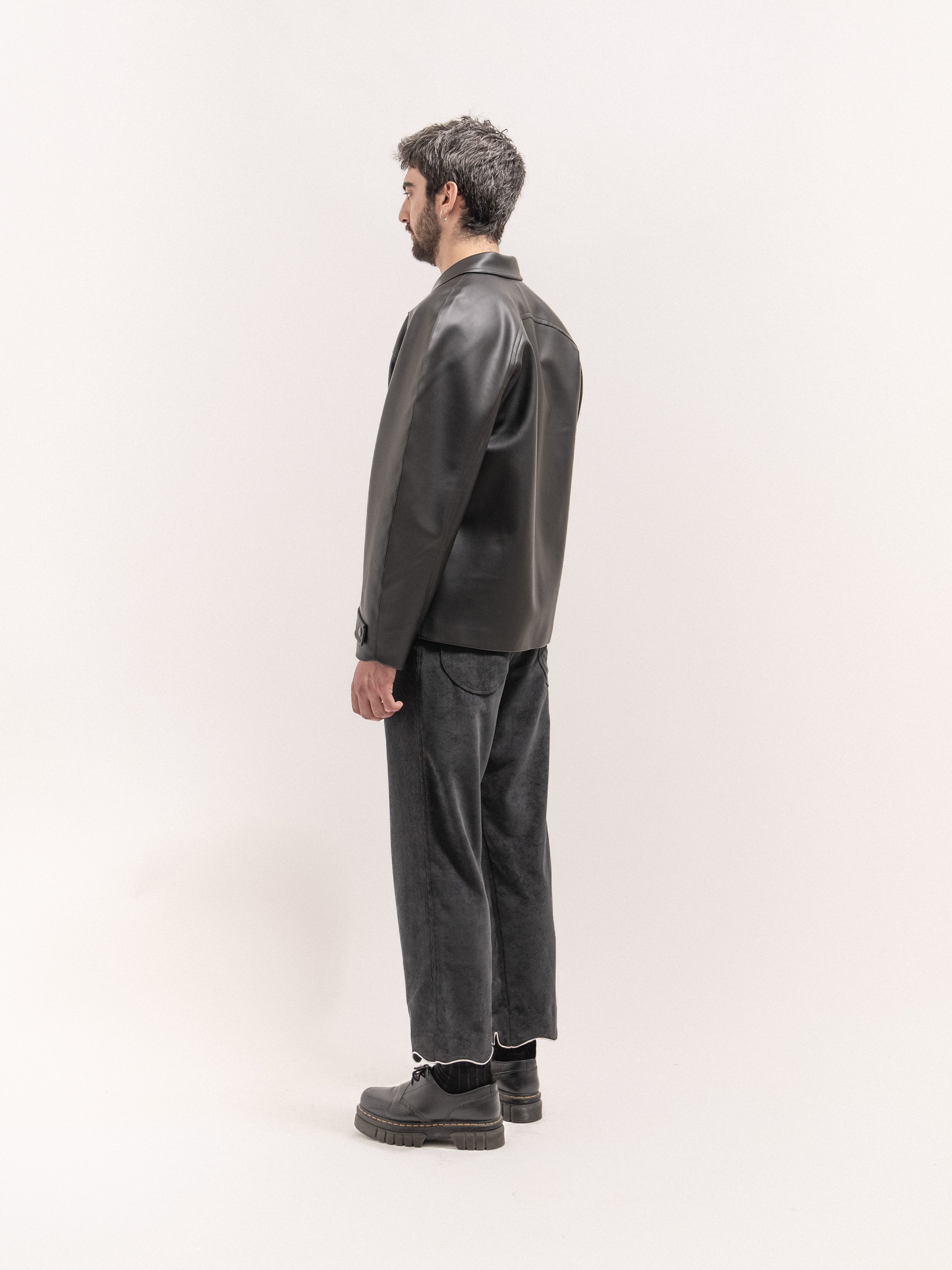Leather Circle Jacket - Black