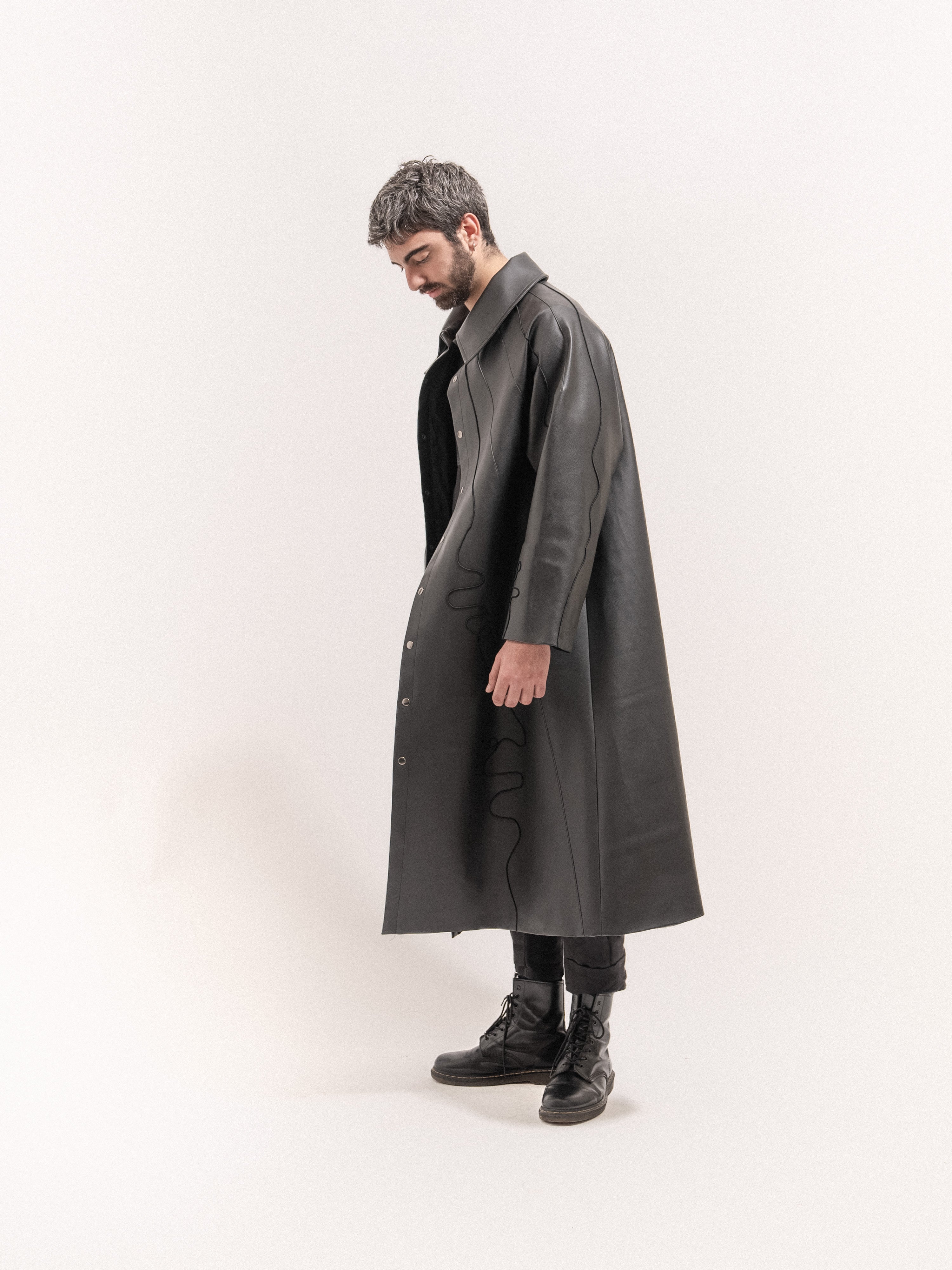 Leather Coat - Black