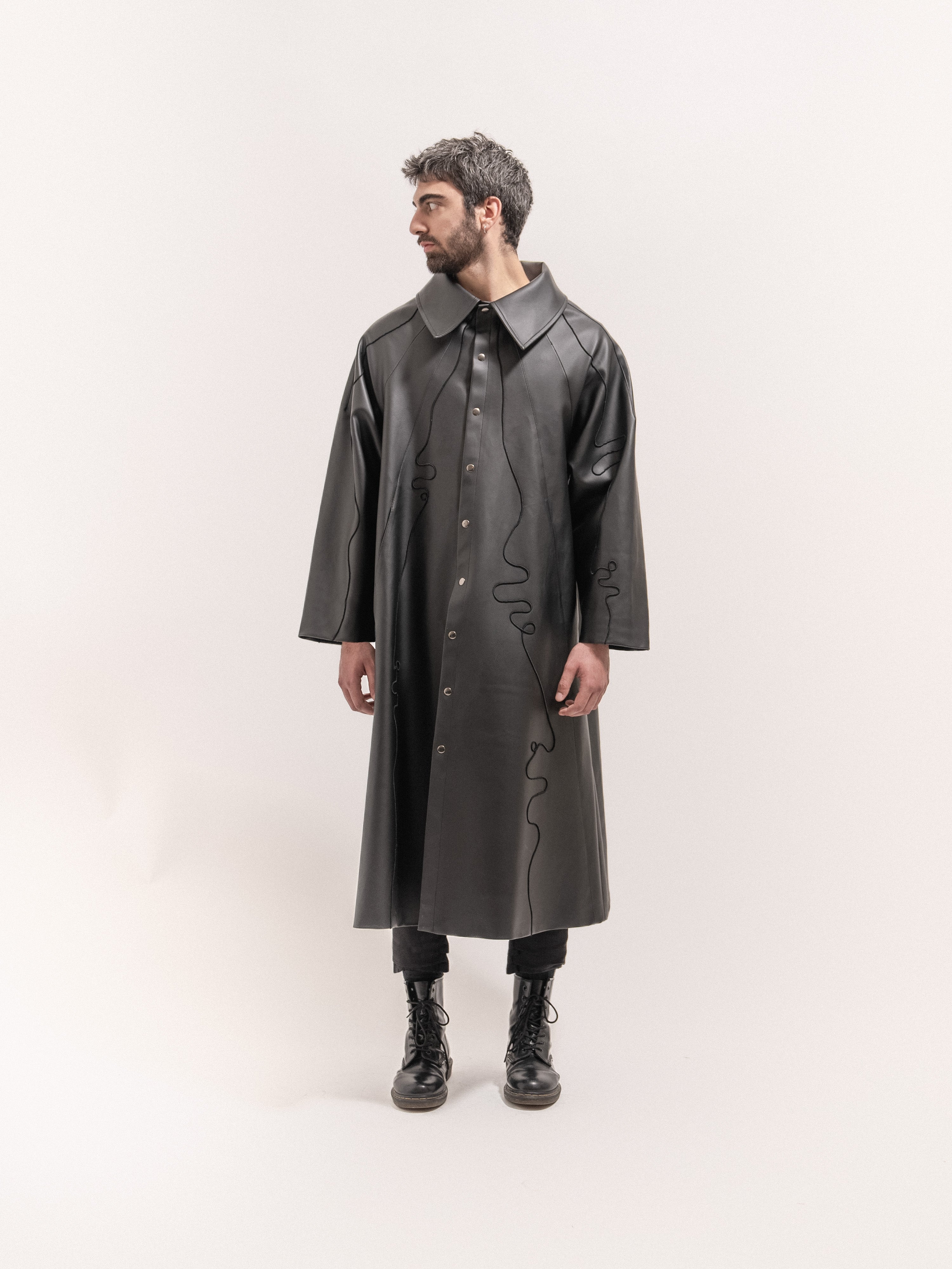 Leather Coat - Black