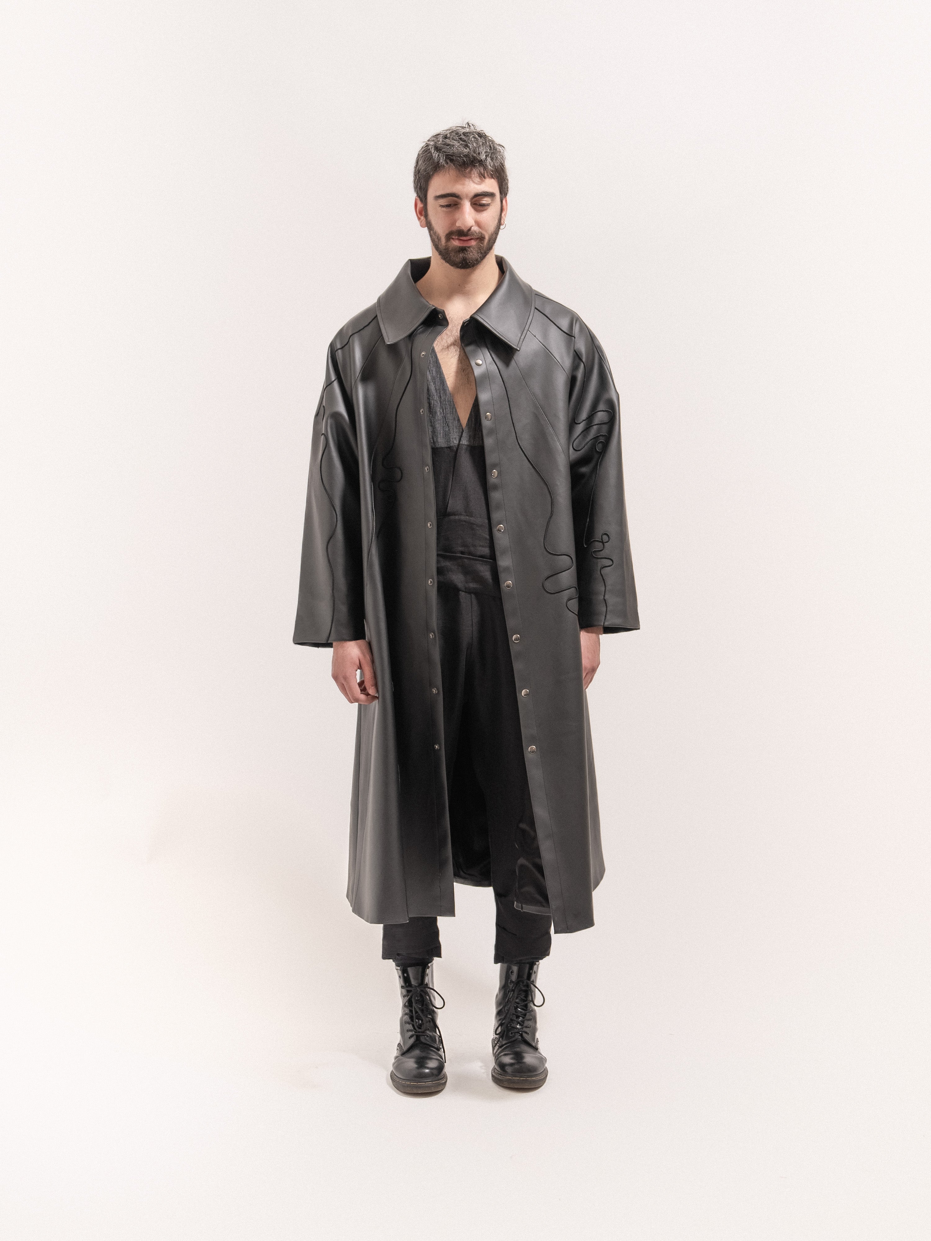 Leather Coat - Black