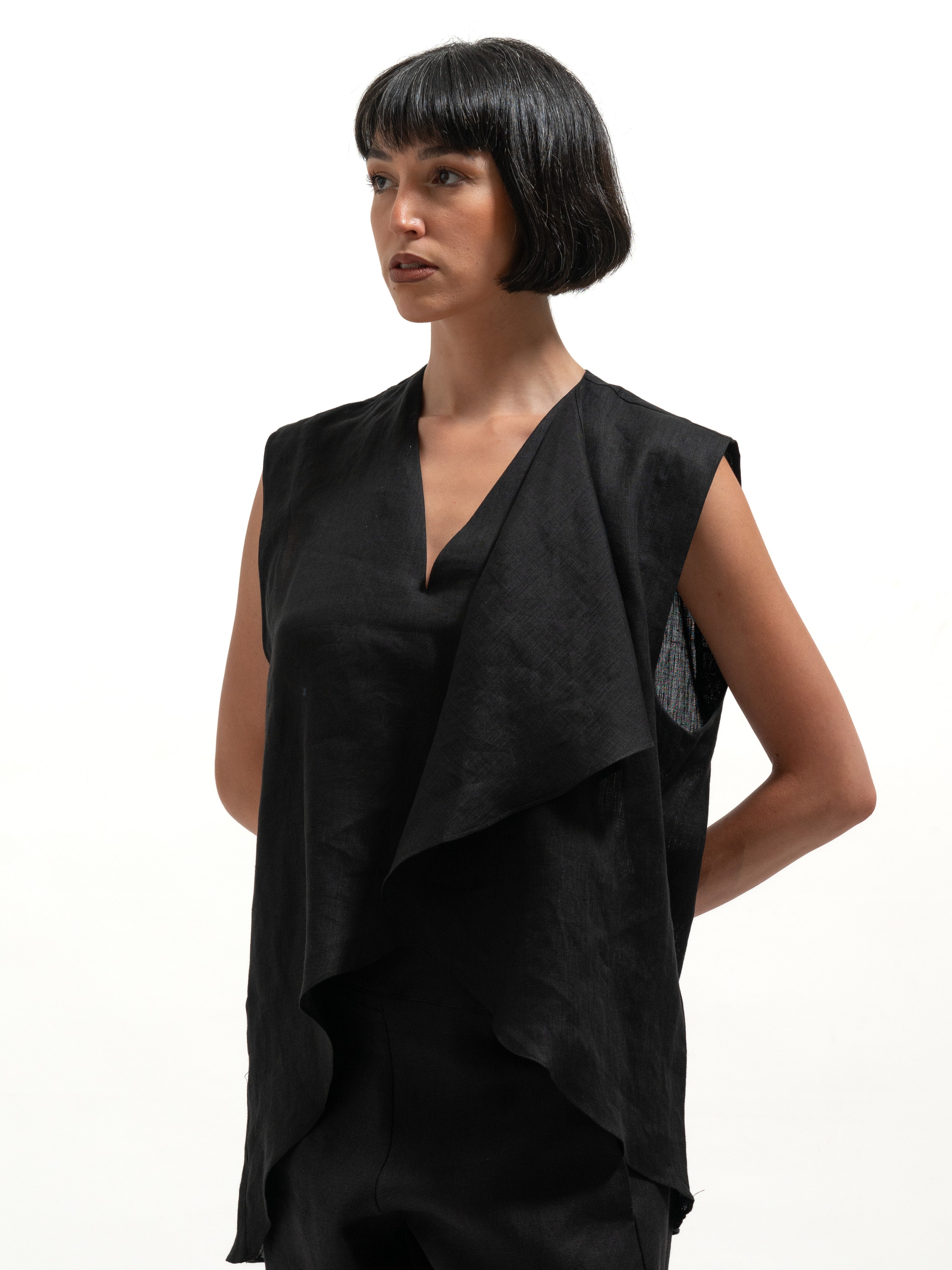 Over-Lapping Top - Black