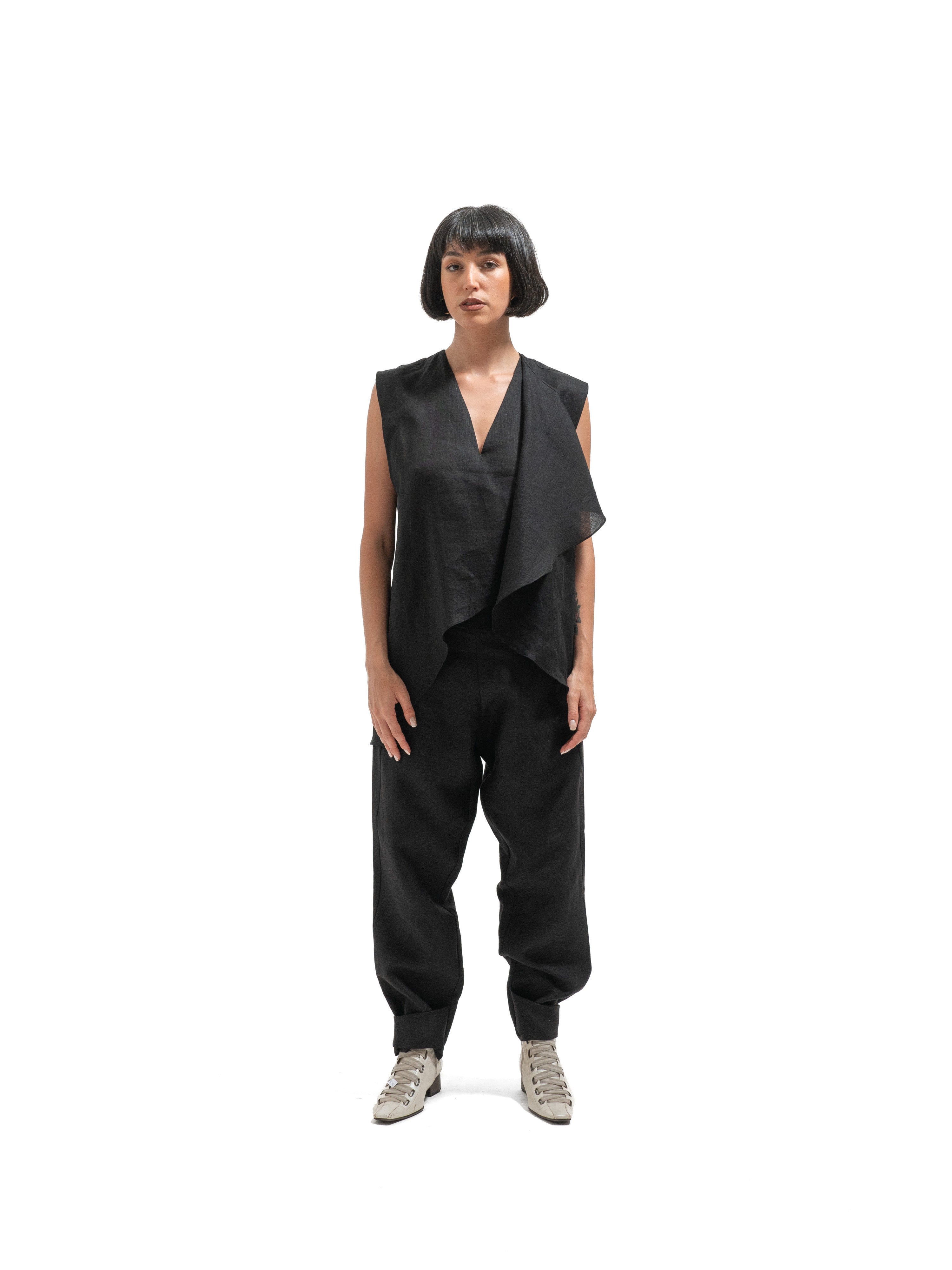 Over-Lapping Top - Black