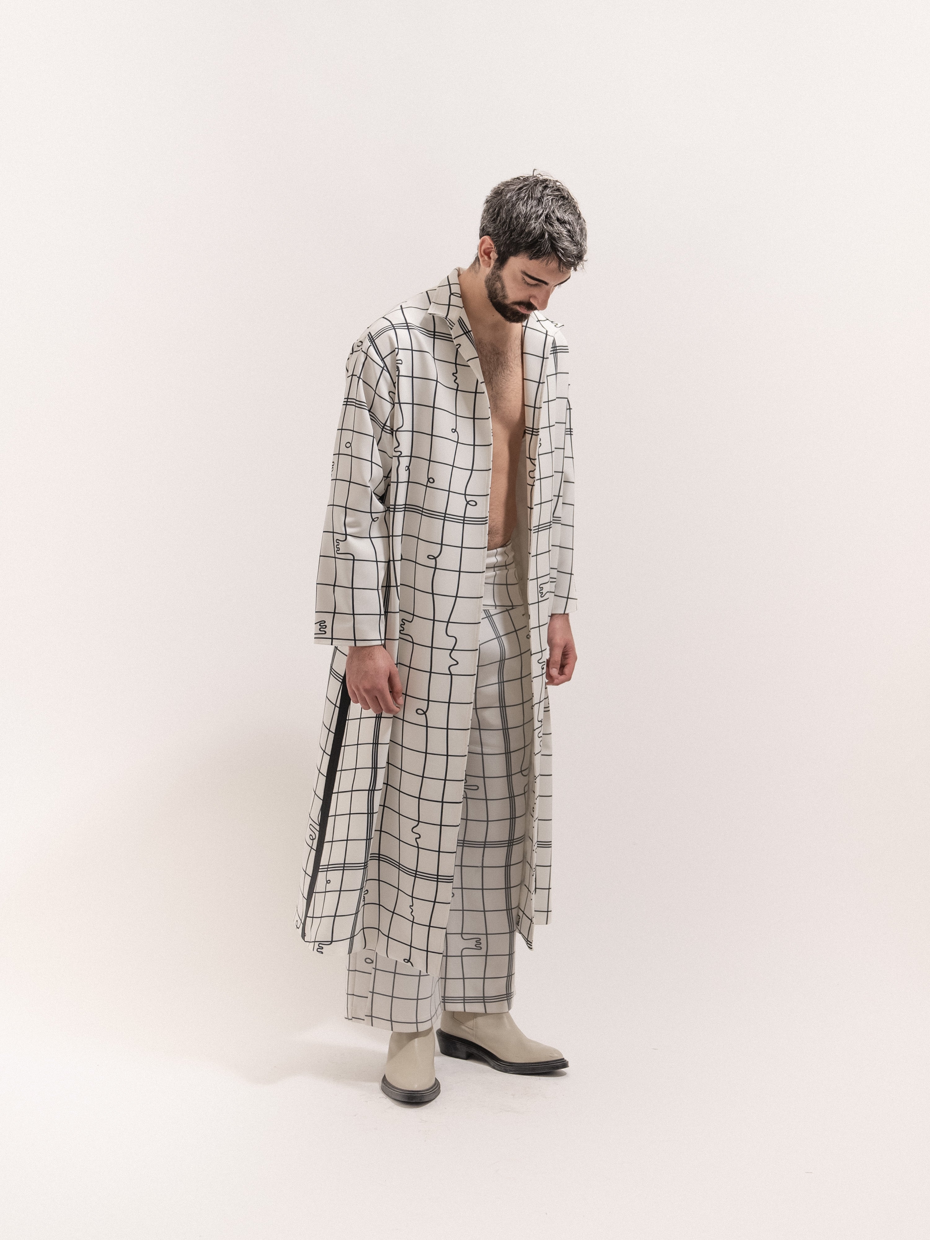 Grid Print Coat