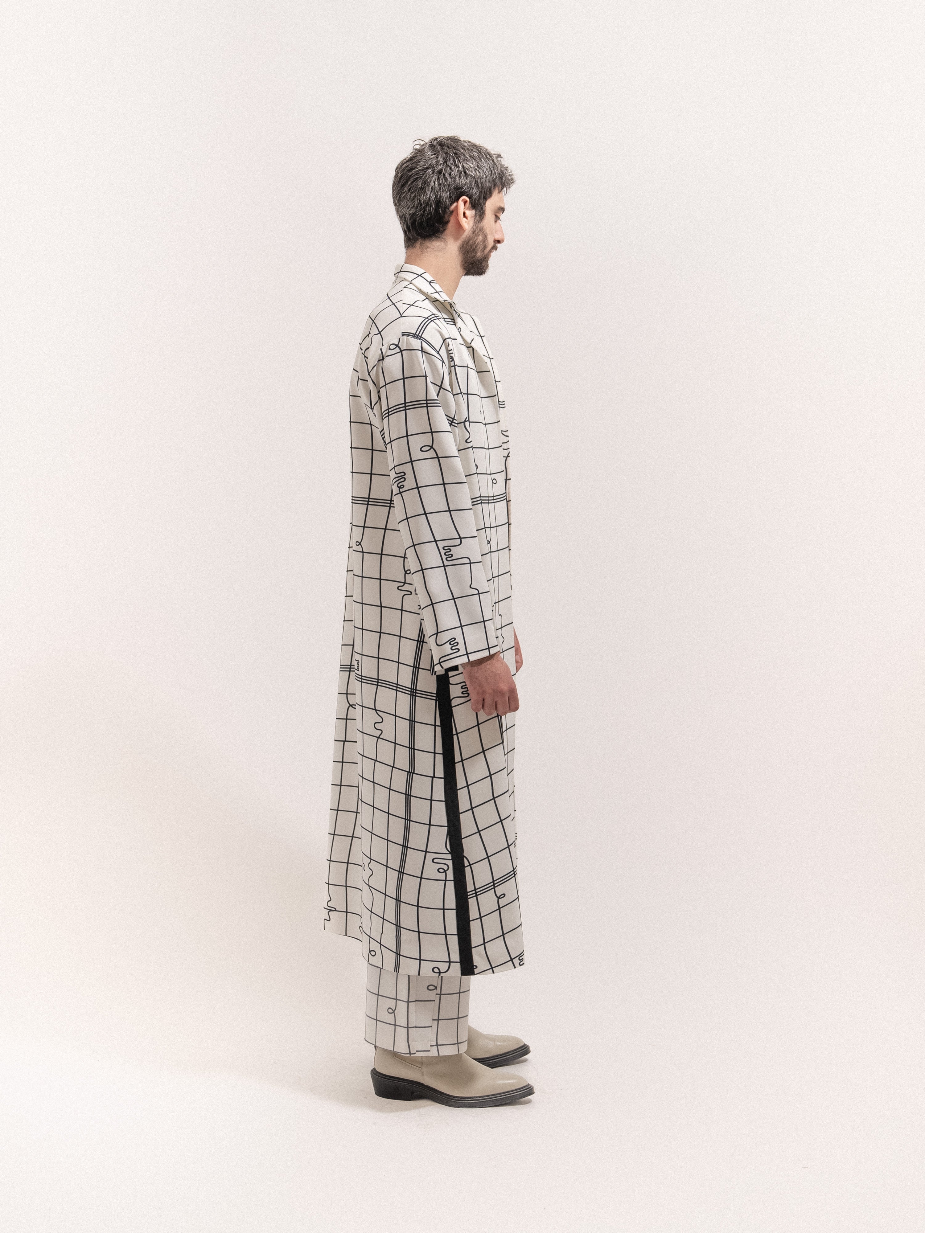 Grid Print Coat
