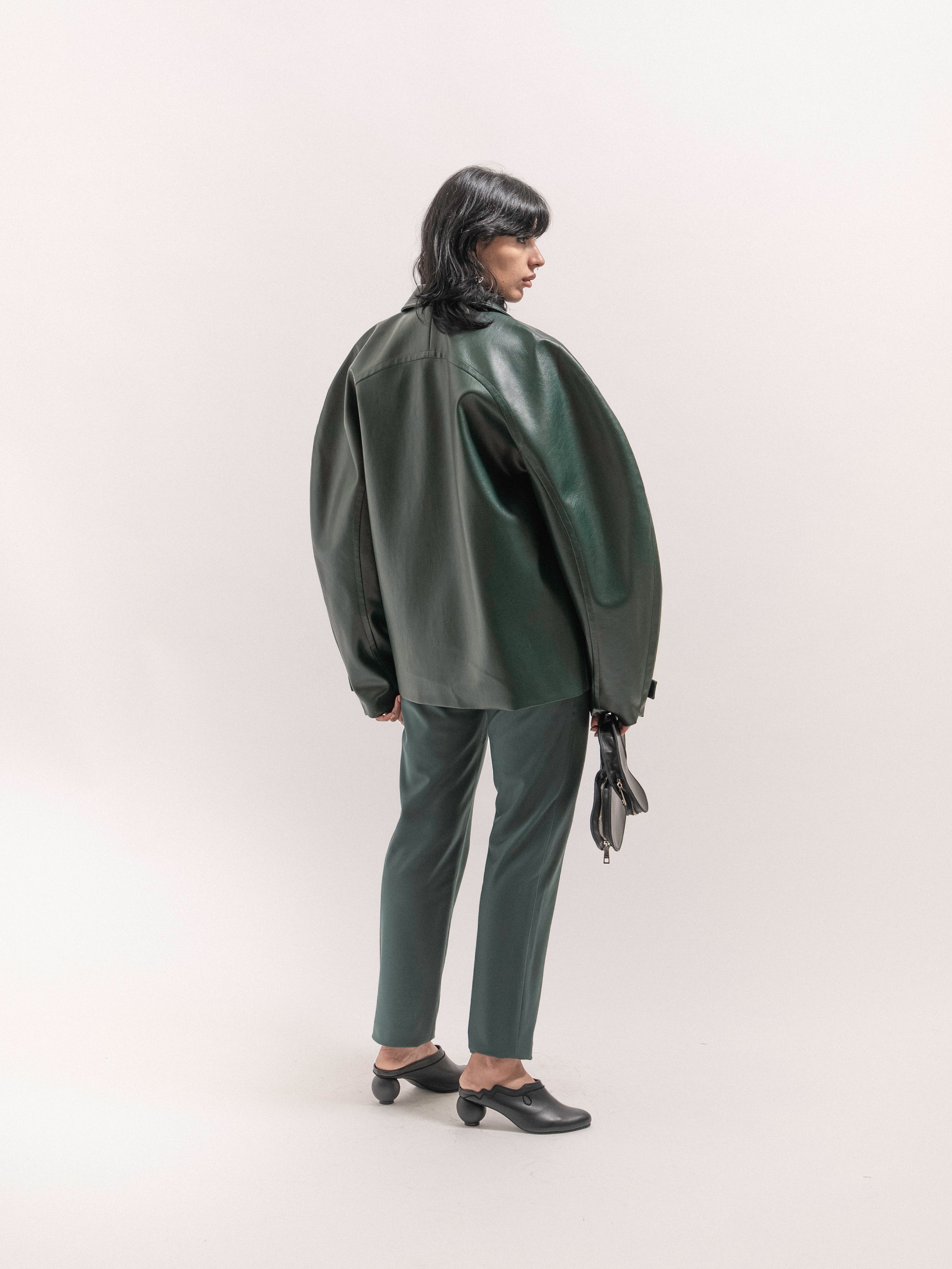 Leather Circle Jacket - Green
