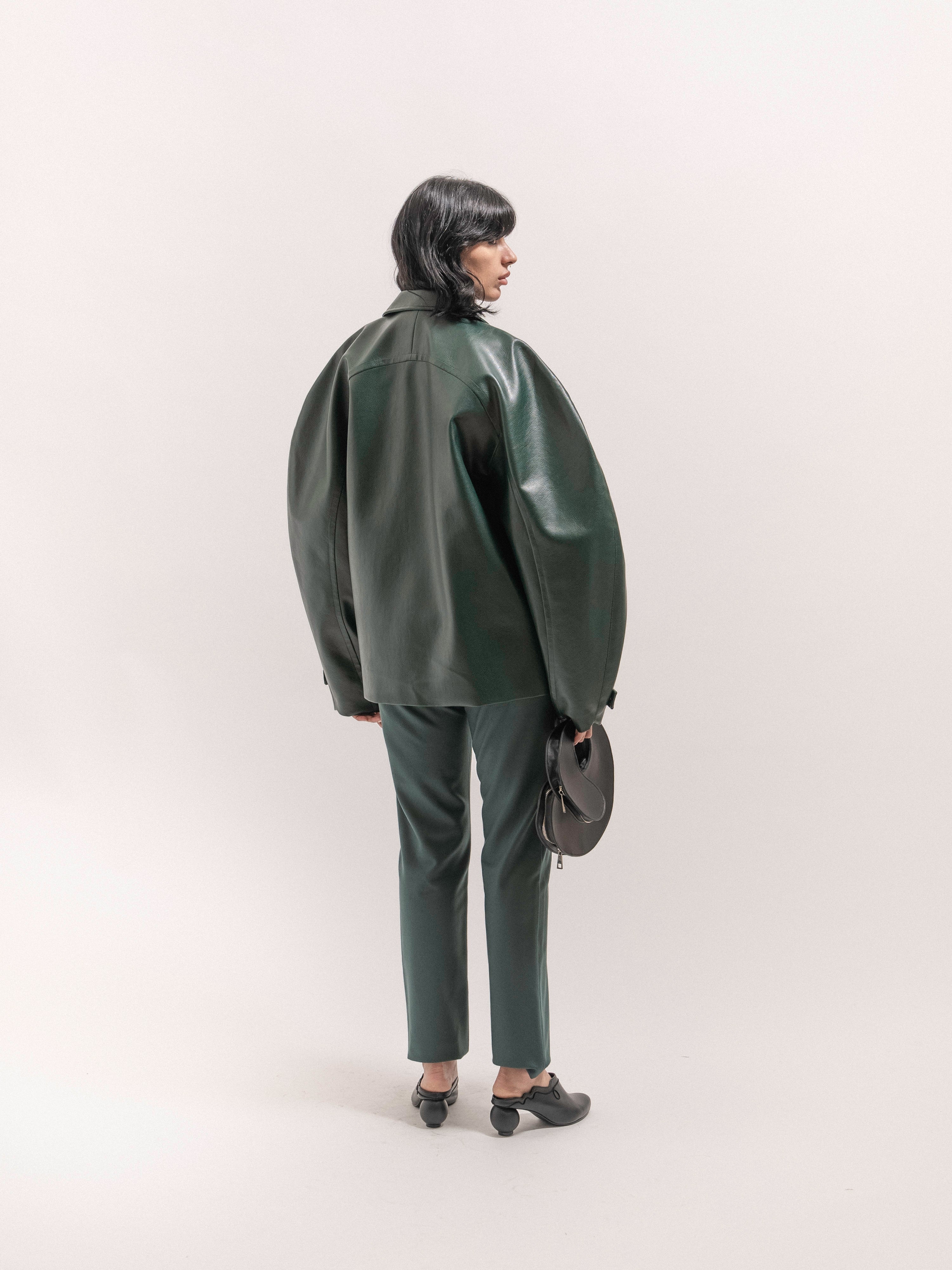 Leather Circle Jacket - Green