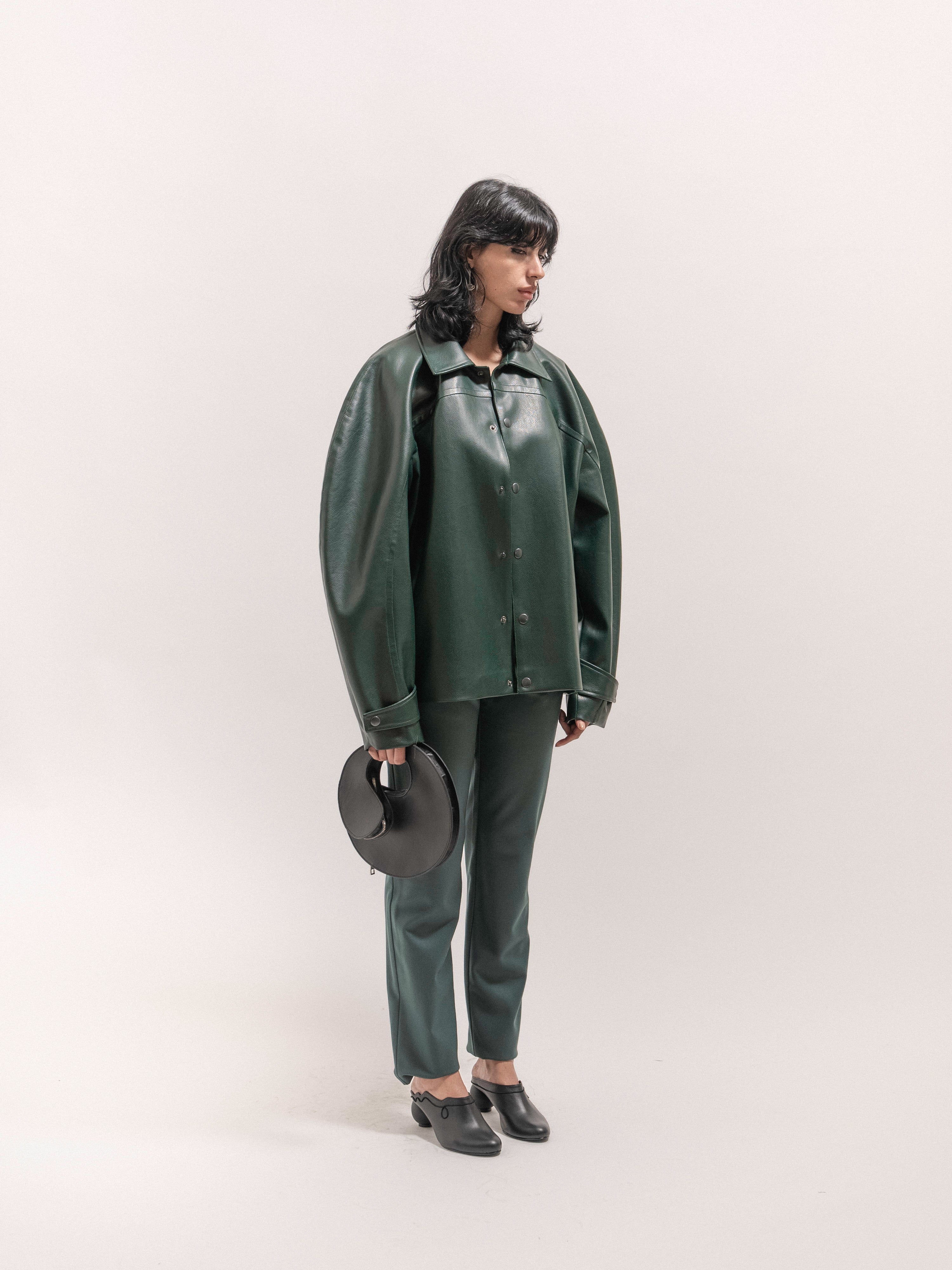 Leather Circle Jacket - Green