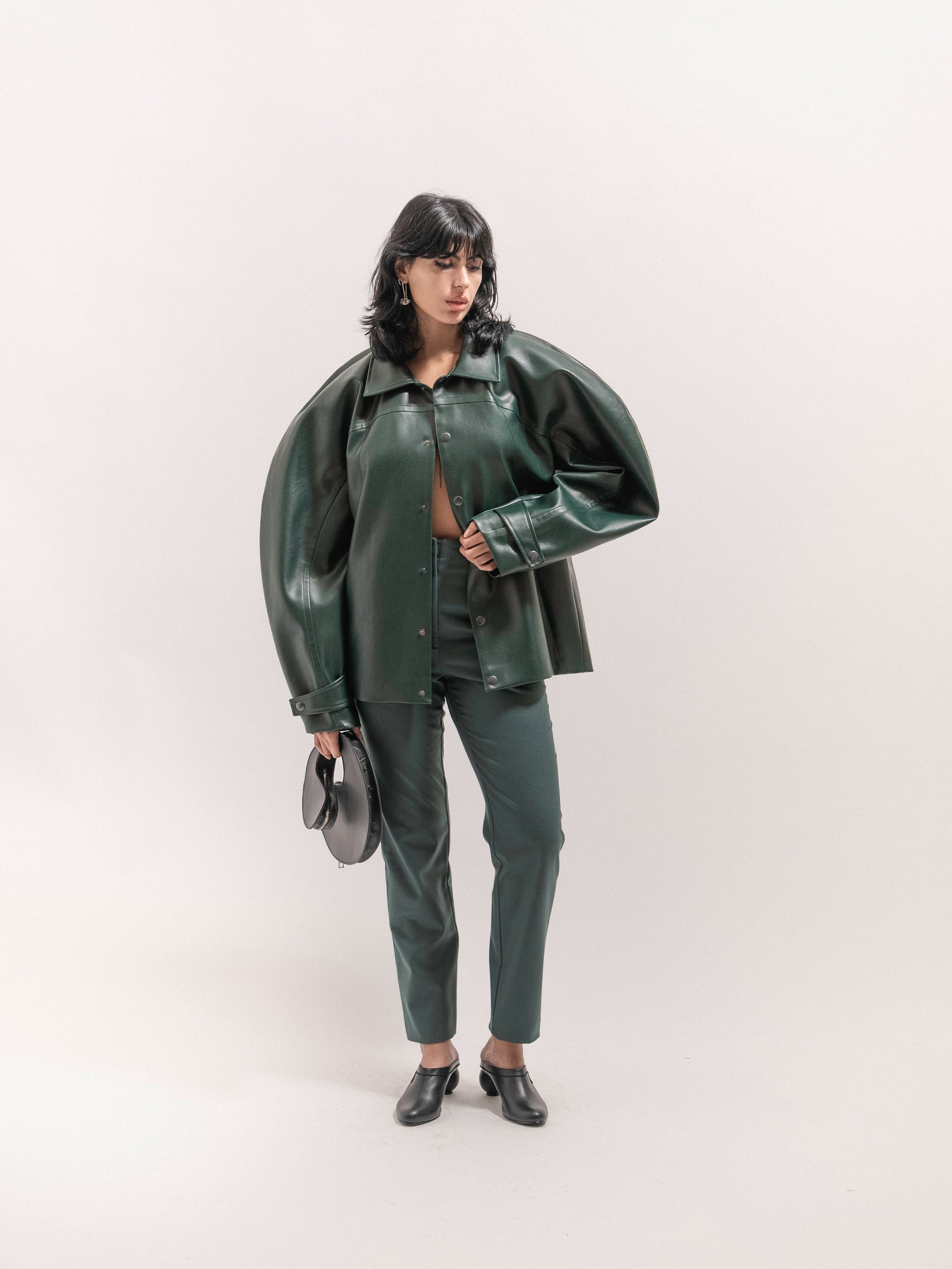 Leather Circle Jacket - Green