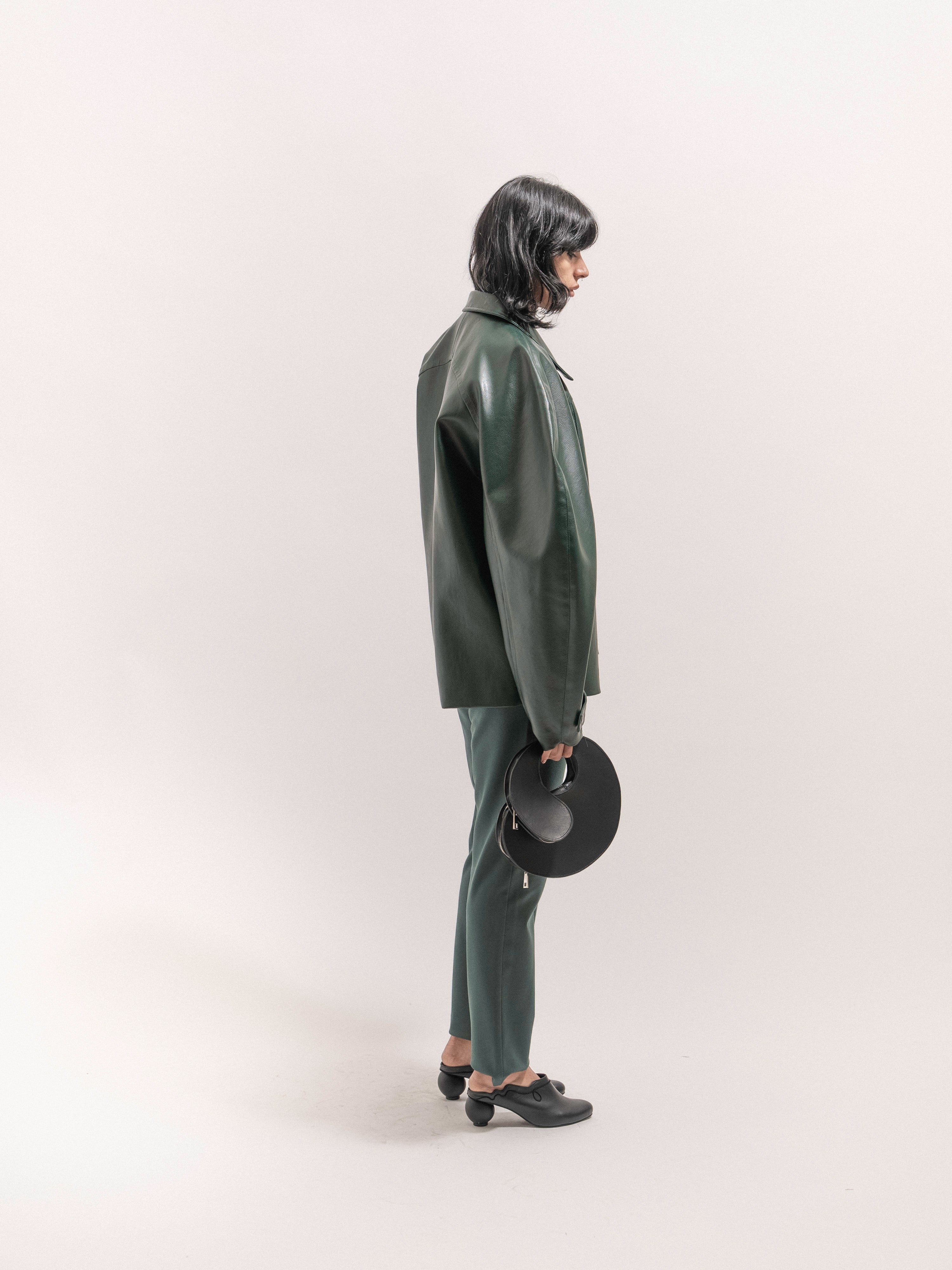 Leather Circle Jacket - Green