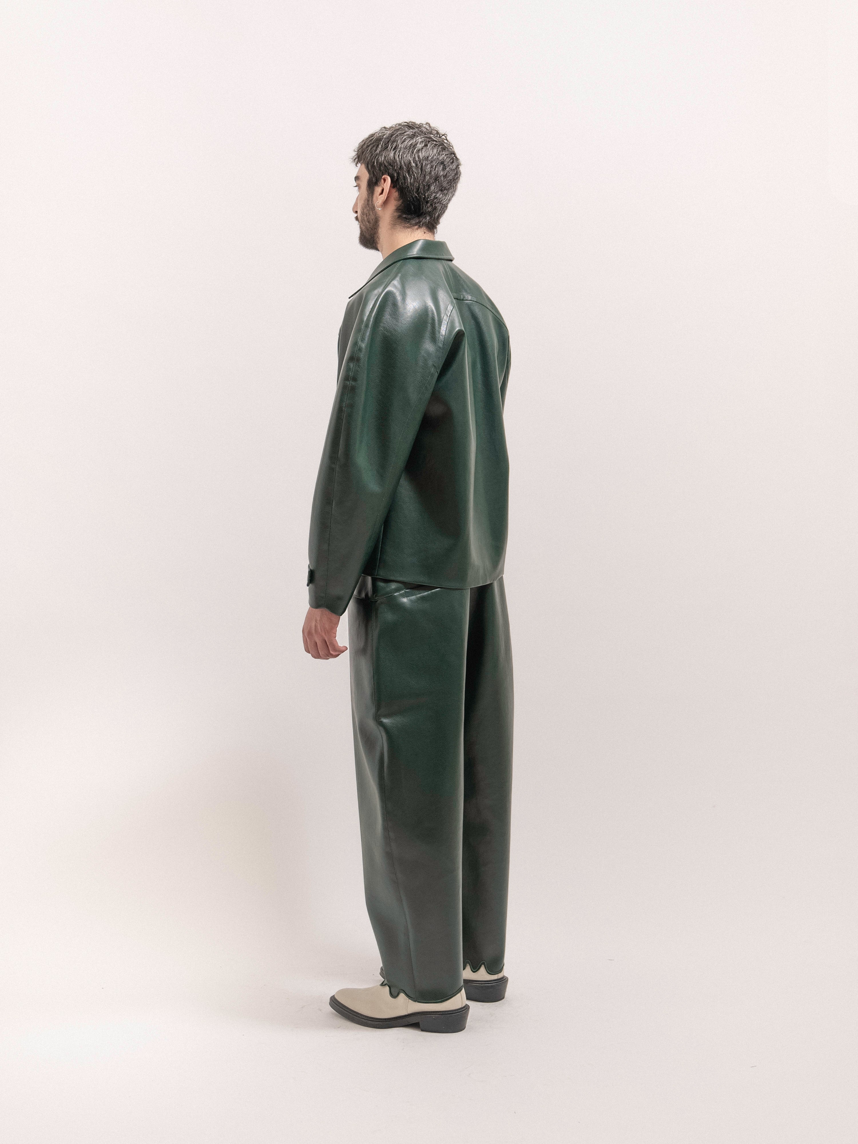 Leather Circle Jacket - Green