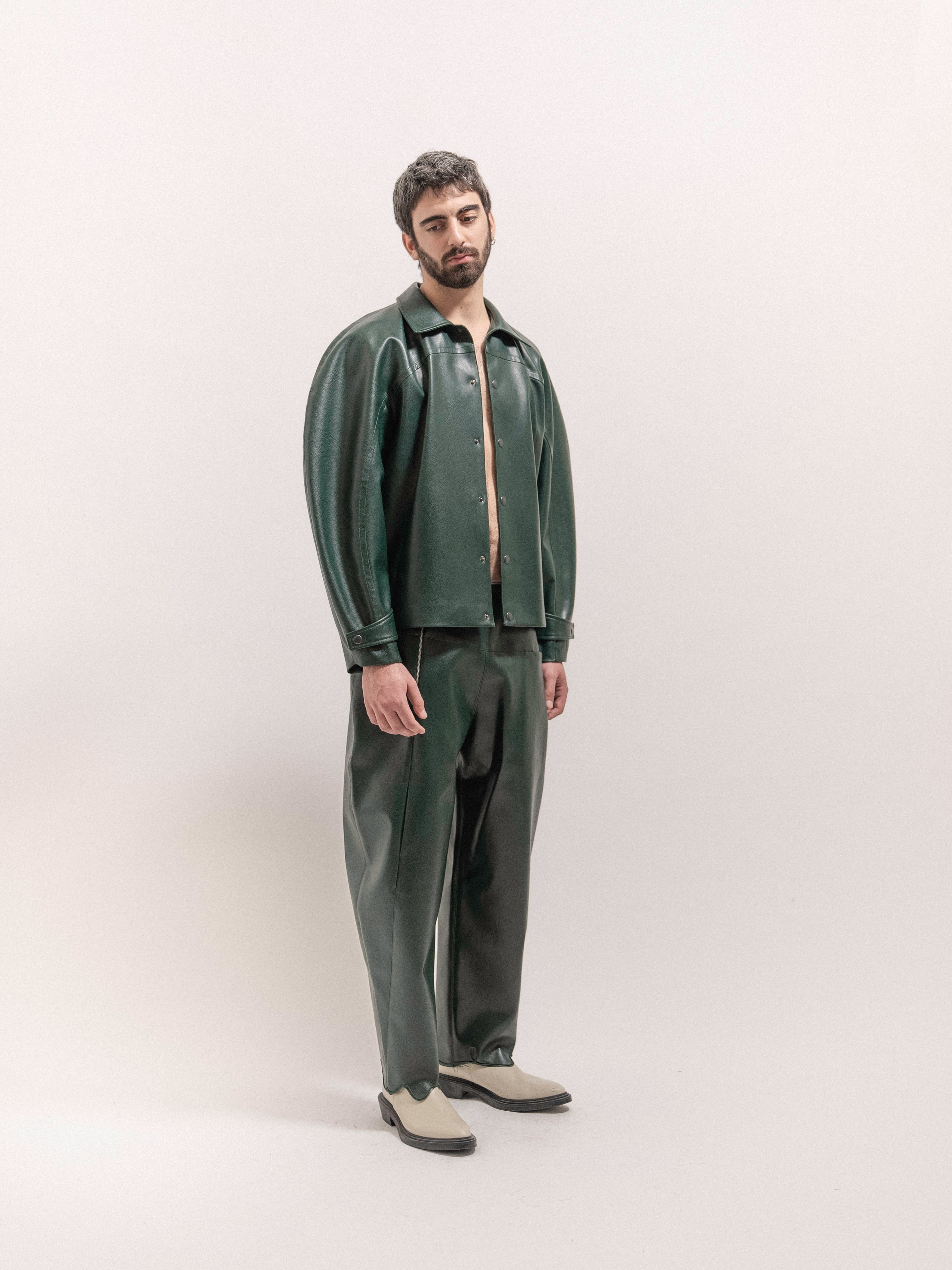 Leather Circle Jacket - Green