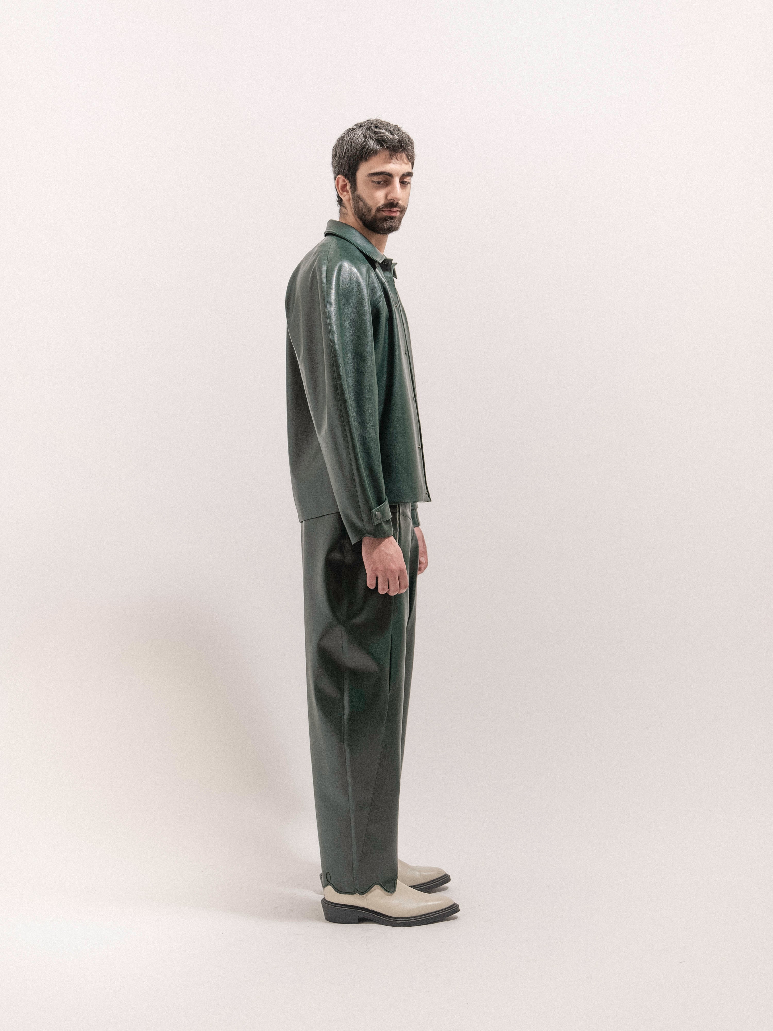 Leather Circle Jacket - Green