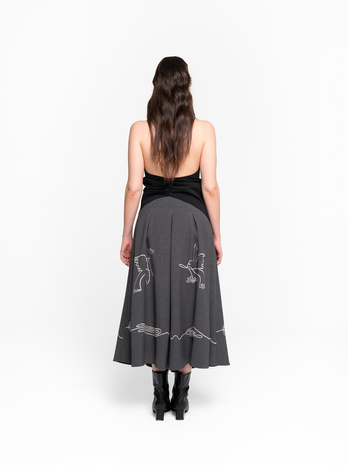Birds Pleated Skirt