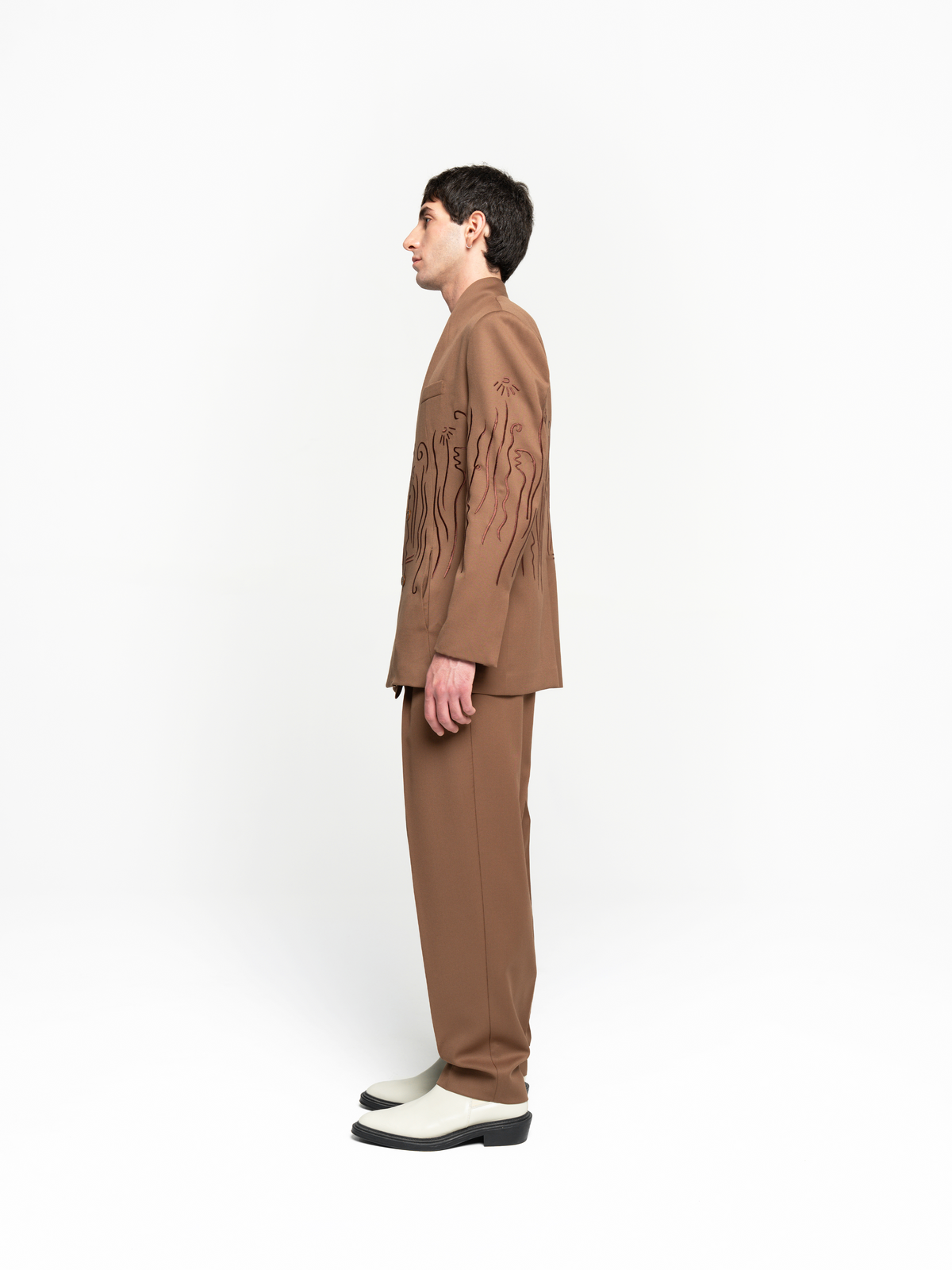 Embroidered Double Breasted Blazer - Men