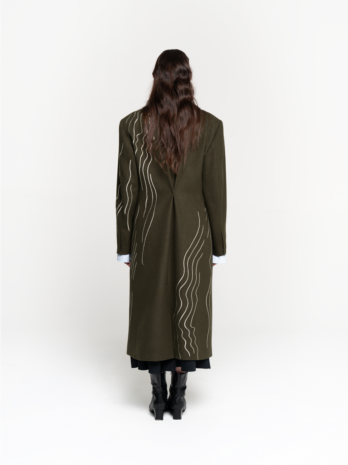 Embroidered Long Coat - Women