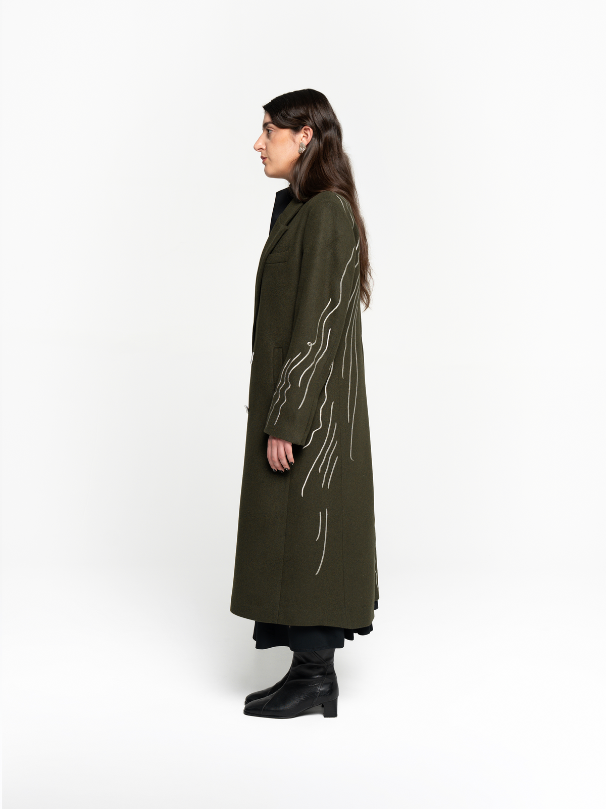 Embroidered Long Coat - Women