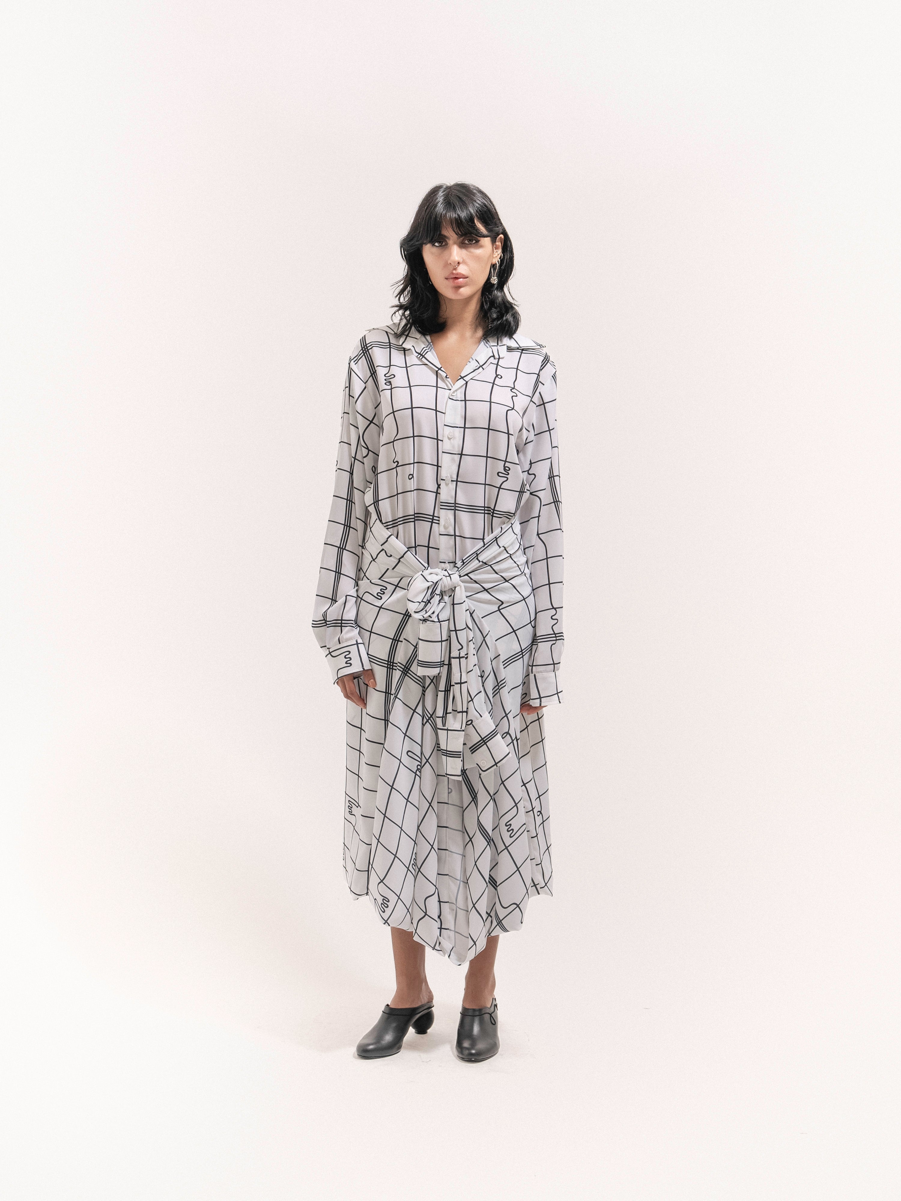 Grid Print Double shirt