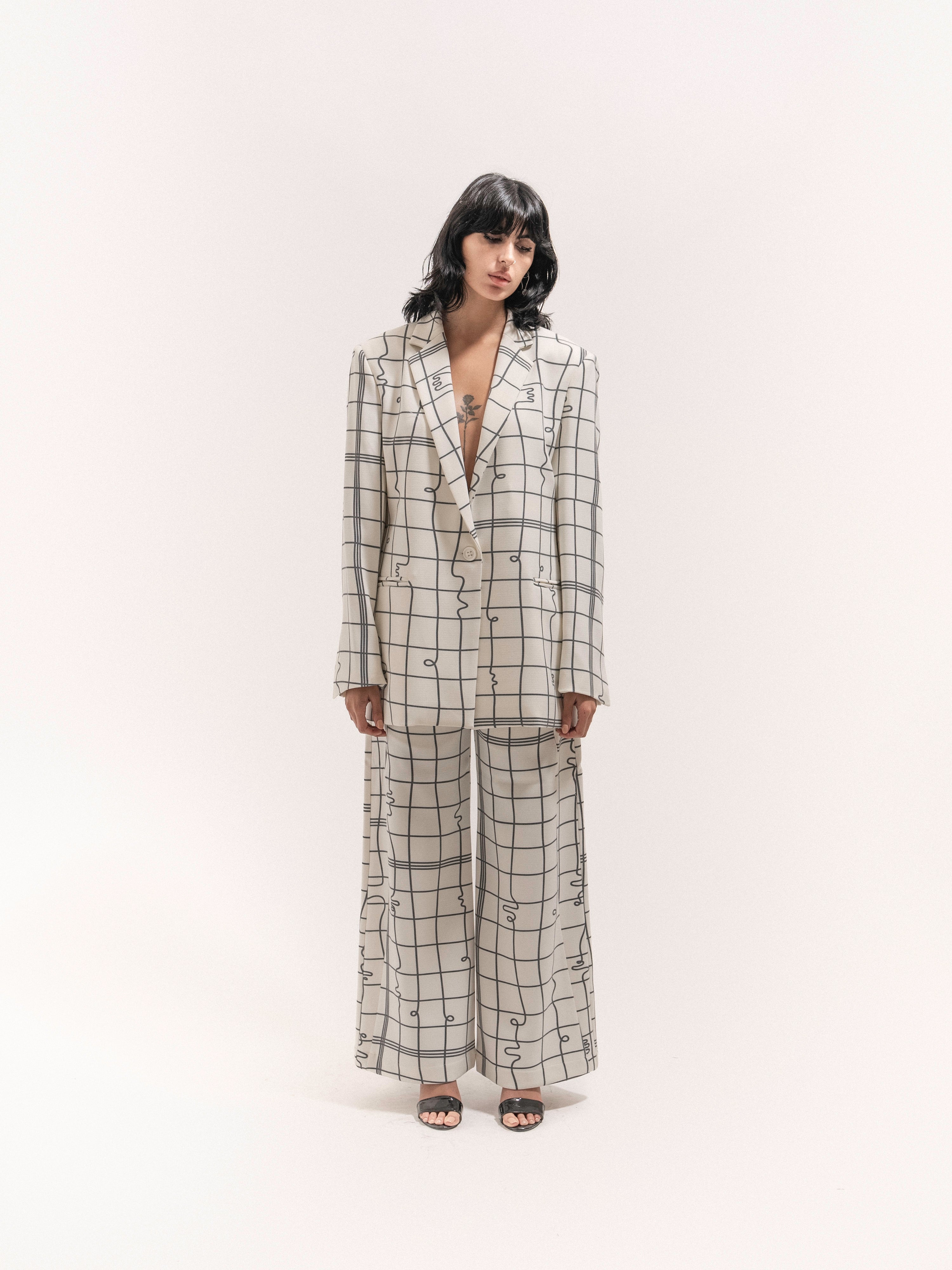 Grid Print Suit