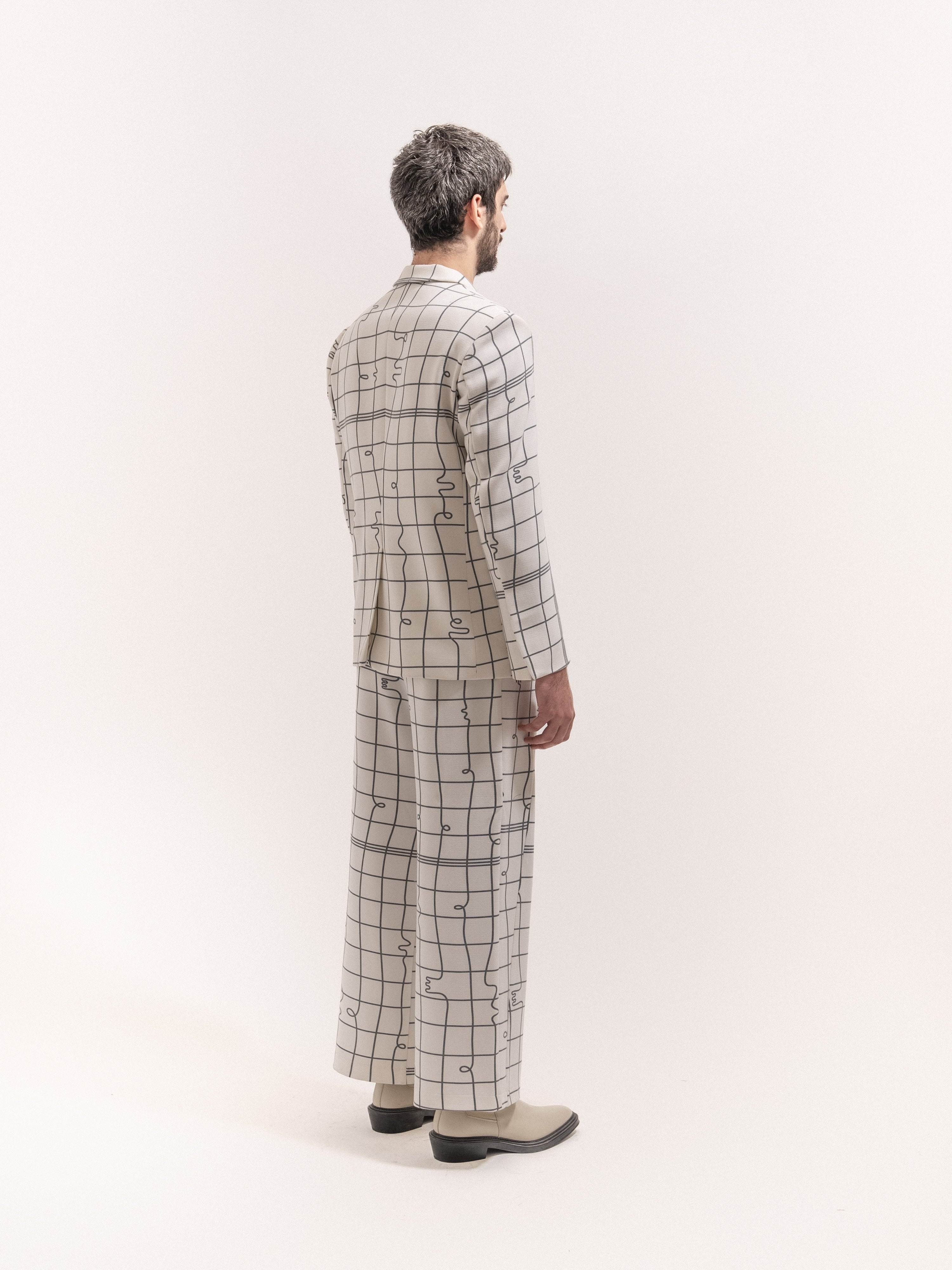 Men Grid Print Suit