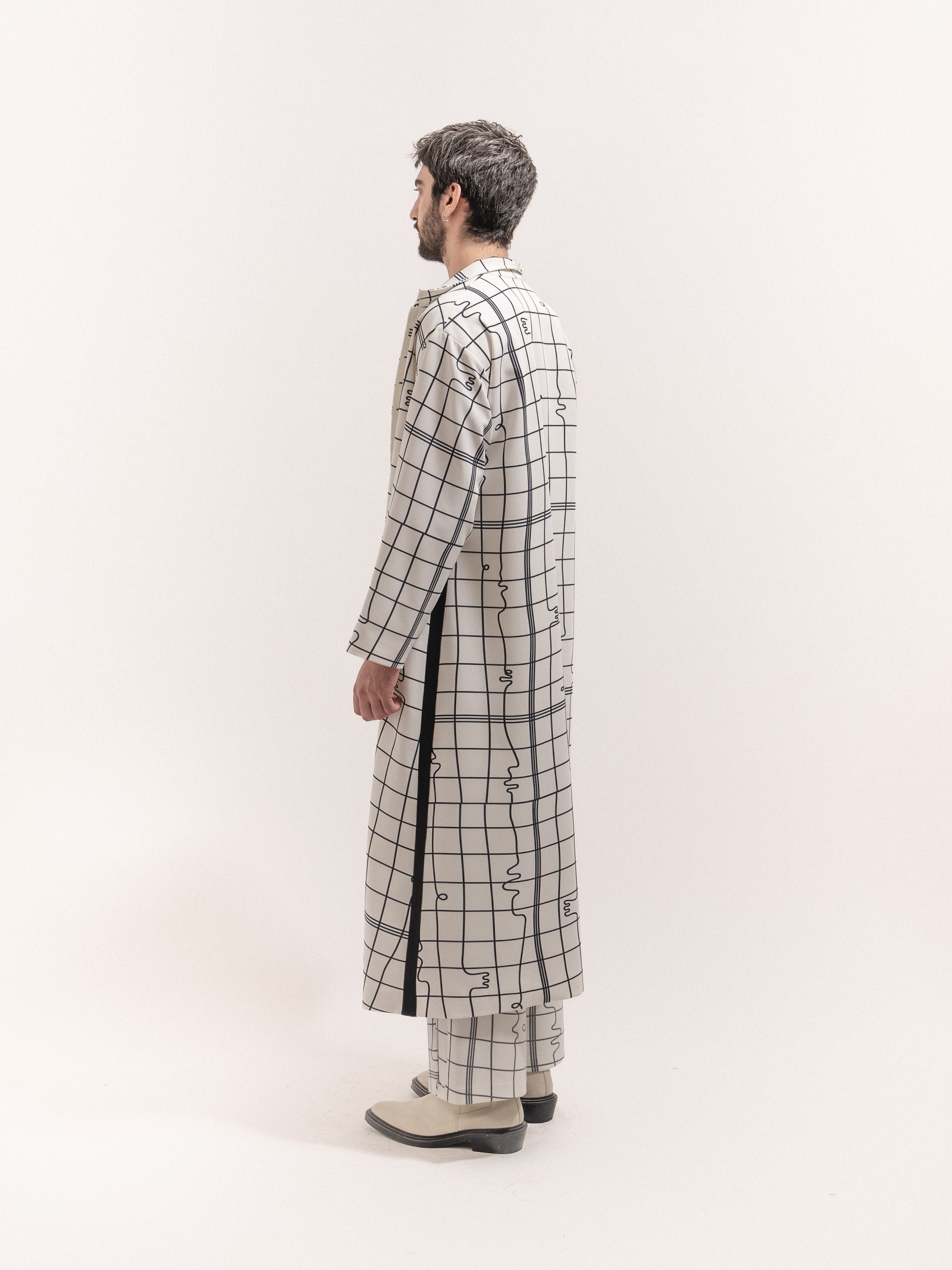 Grid Print Coat