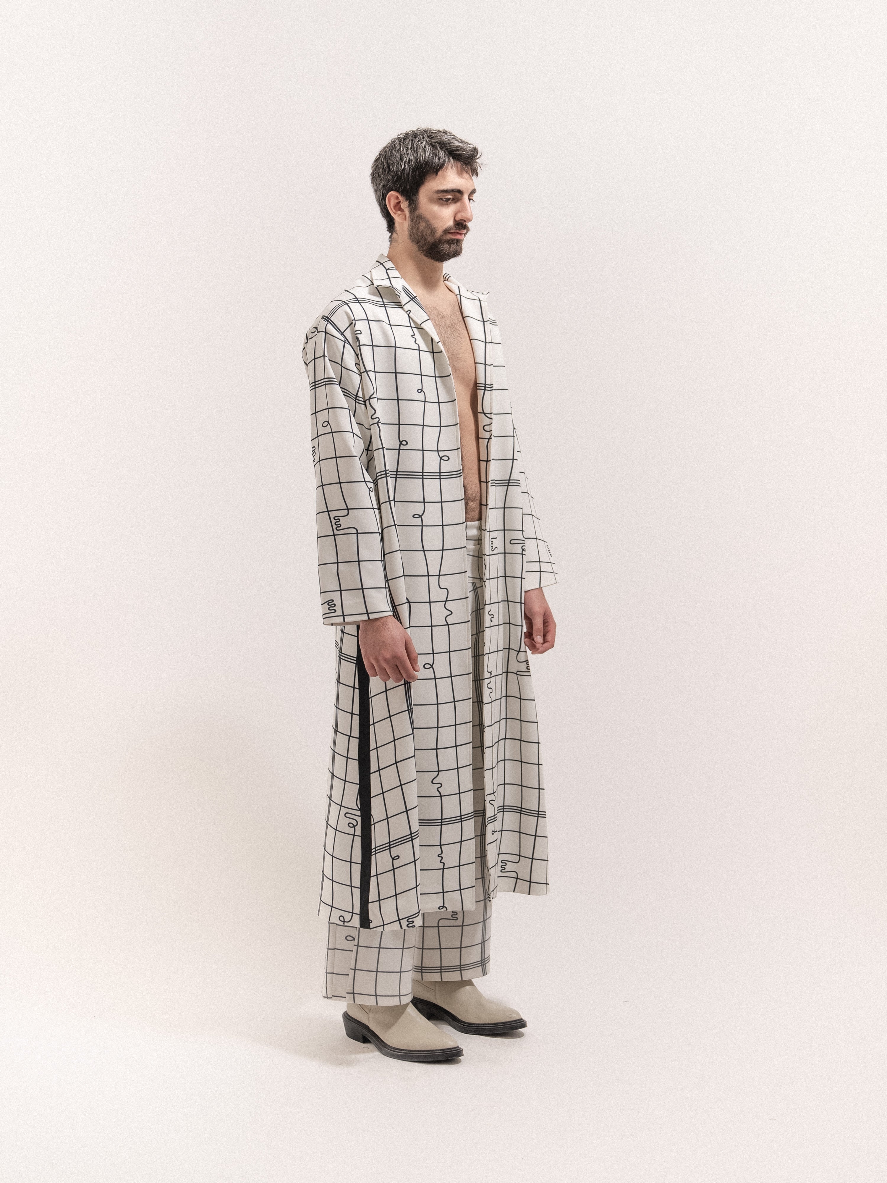 Grid Print Coat