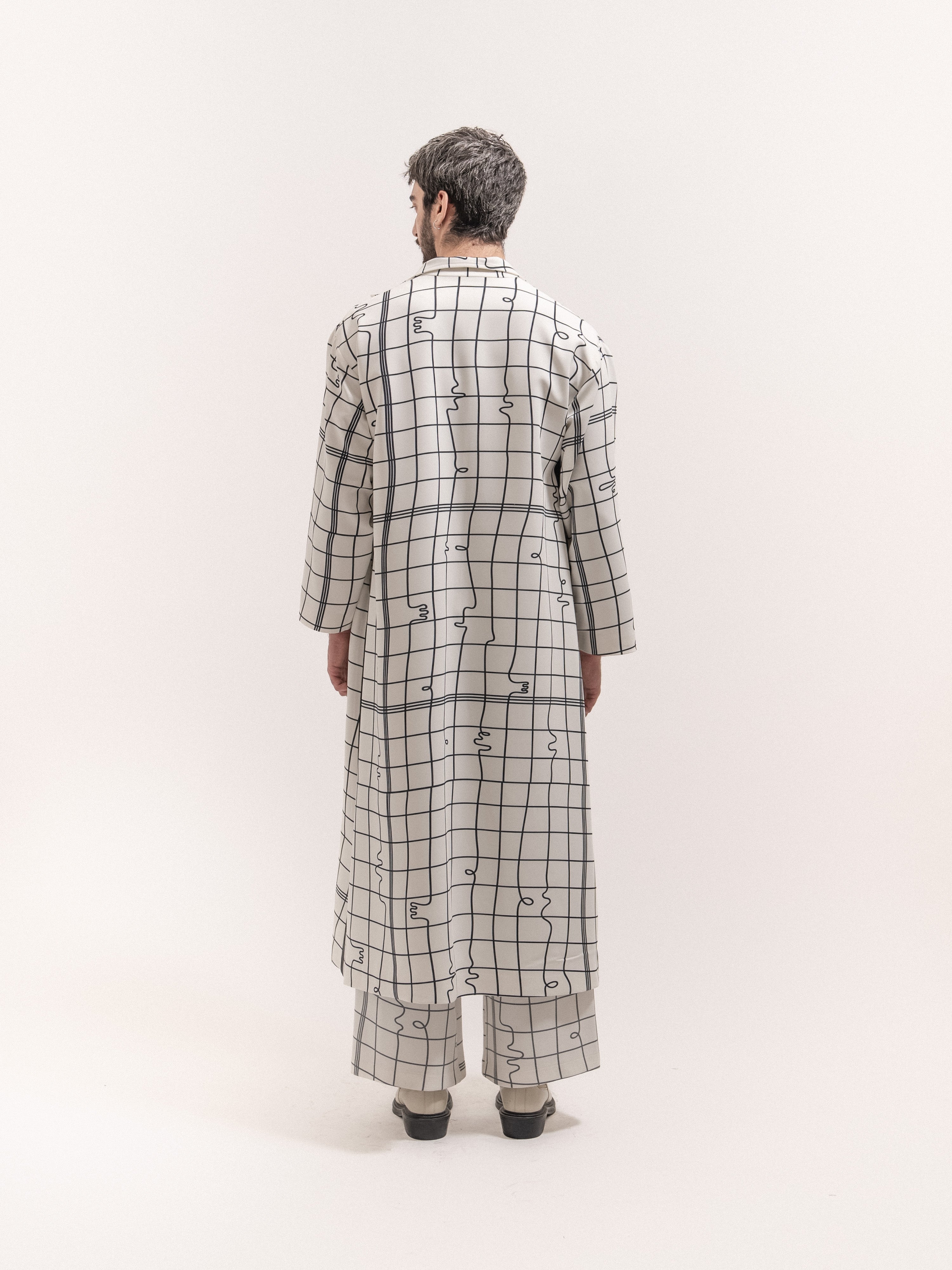 Grid Print Coat
