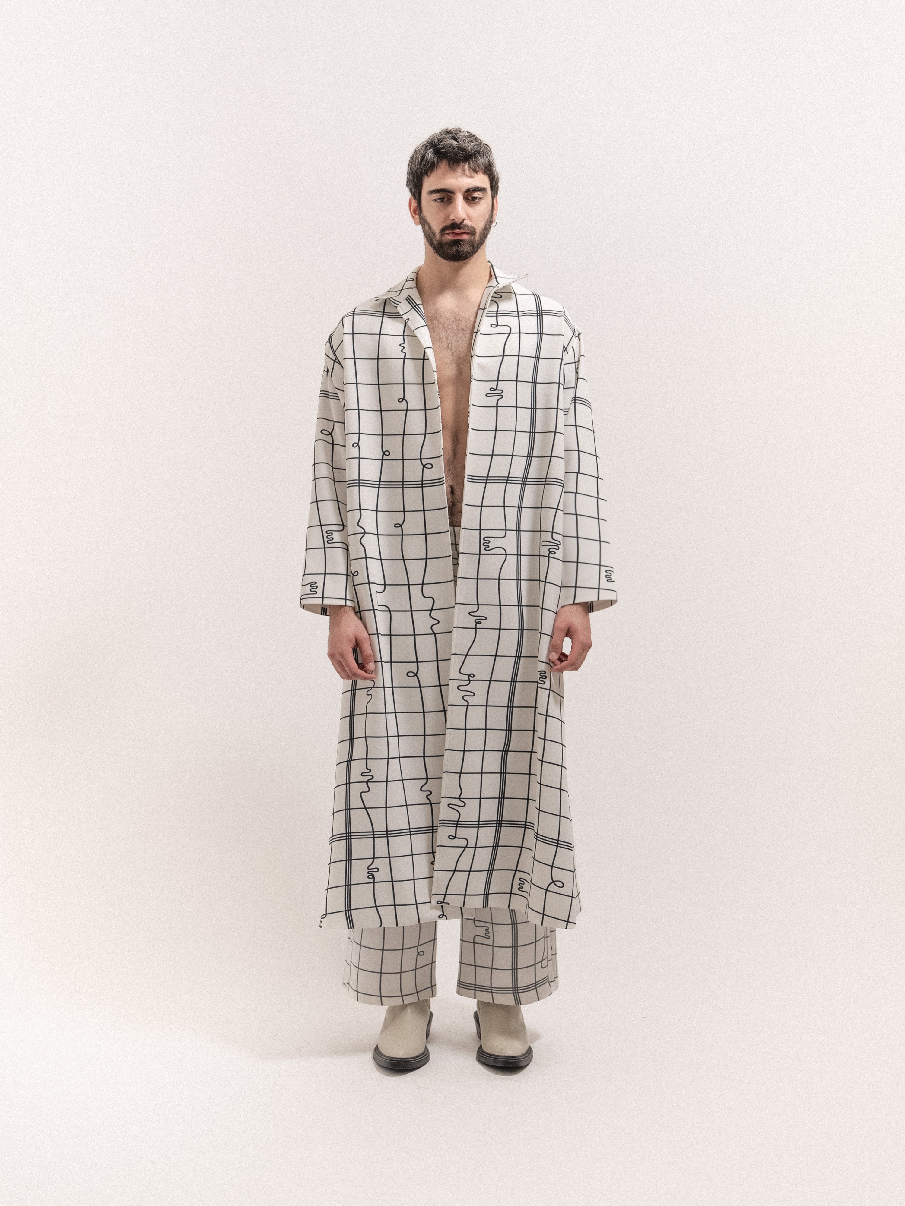 Grid Print Coat