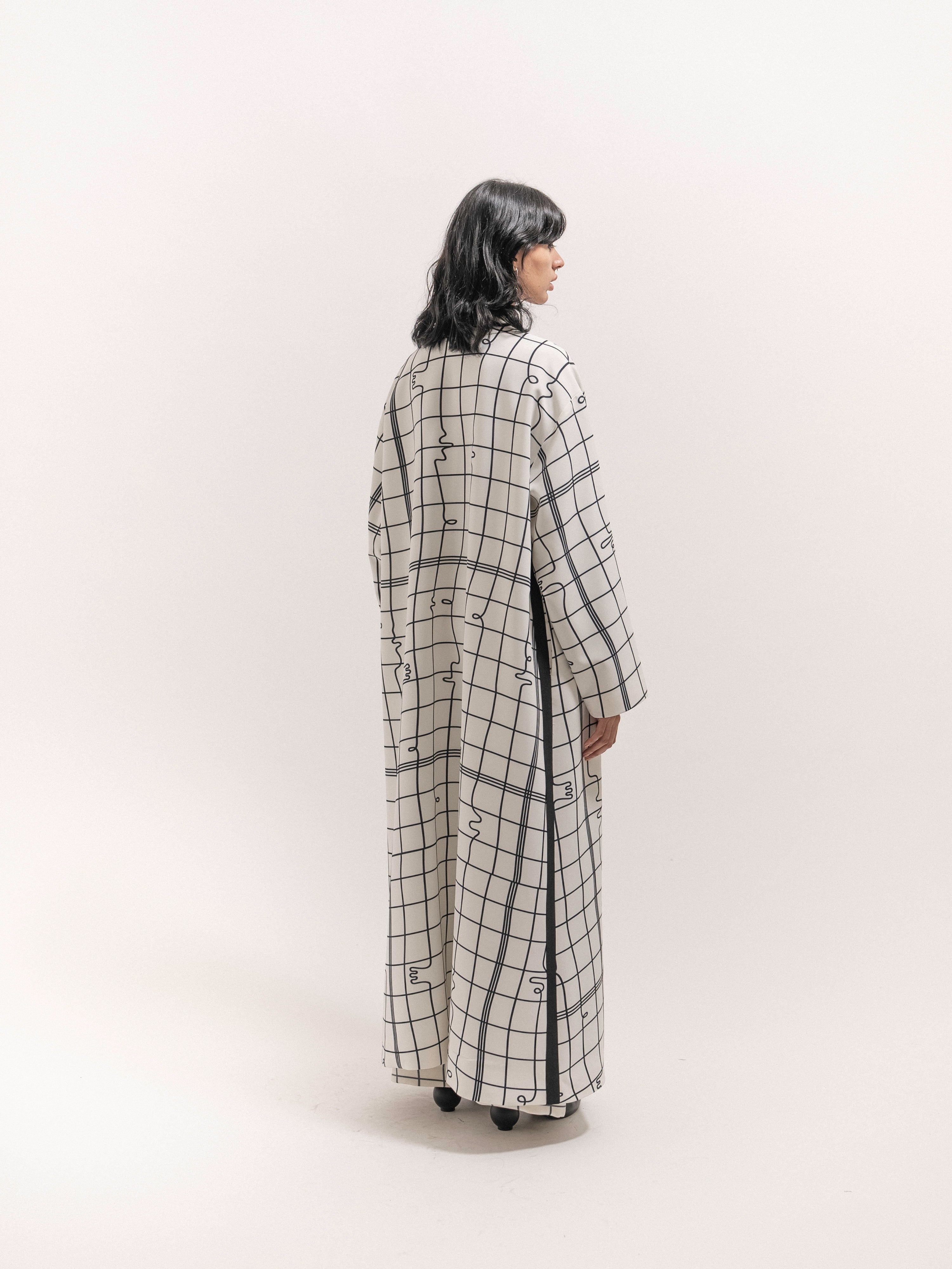 Grid Print Coat