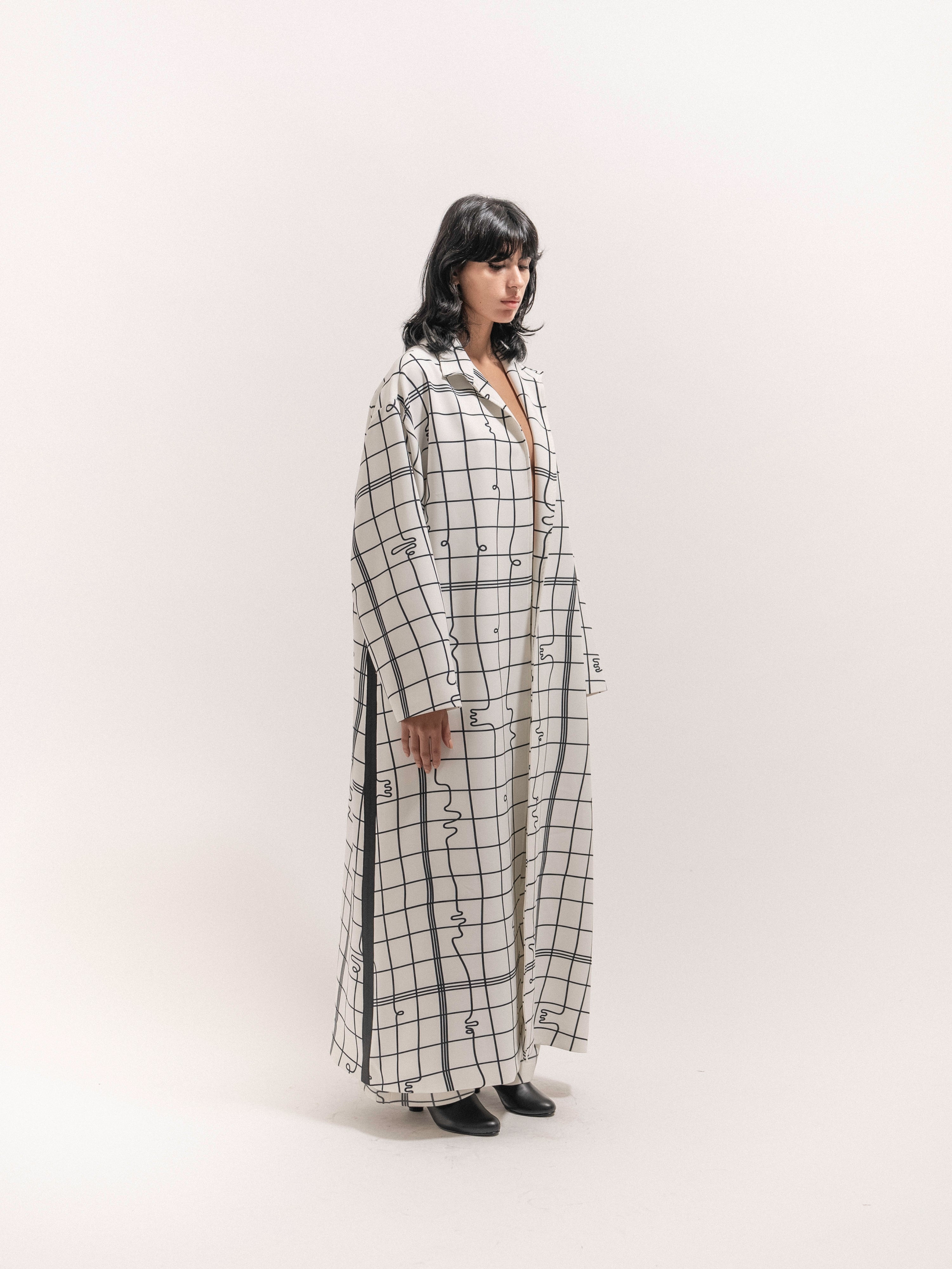 Grid Print Coat