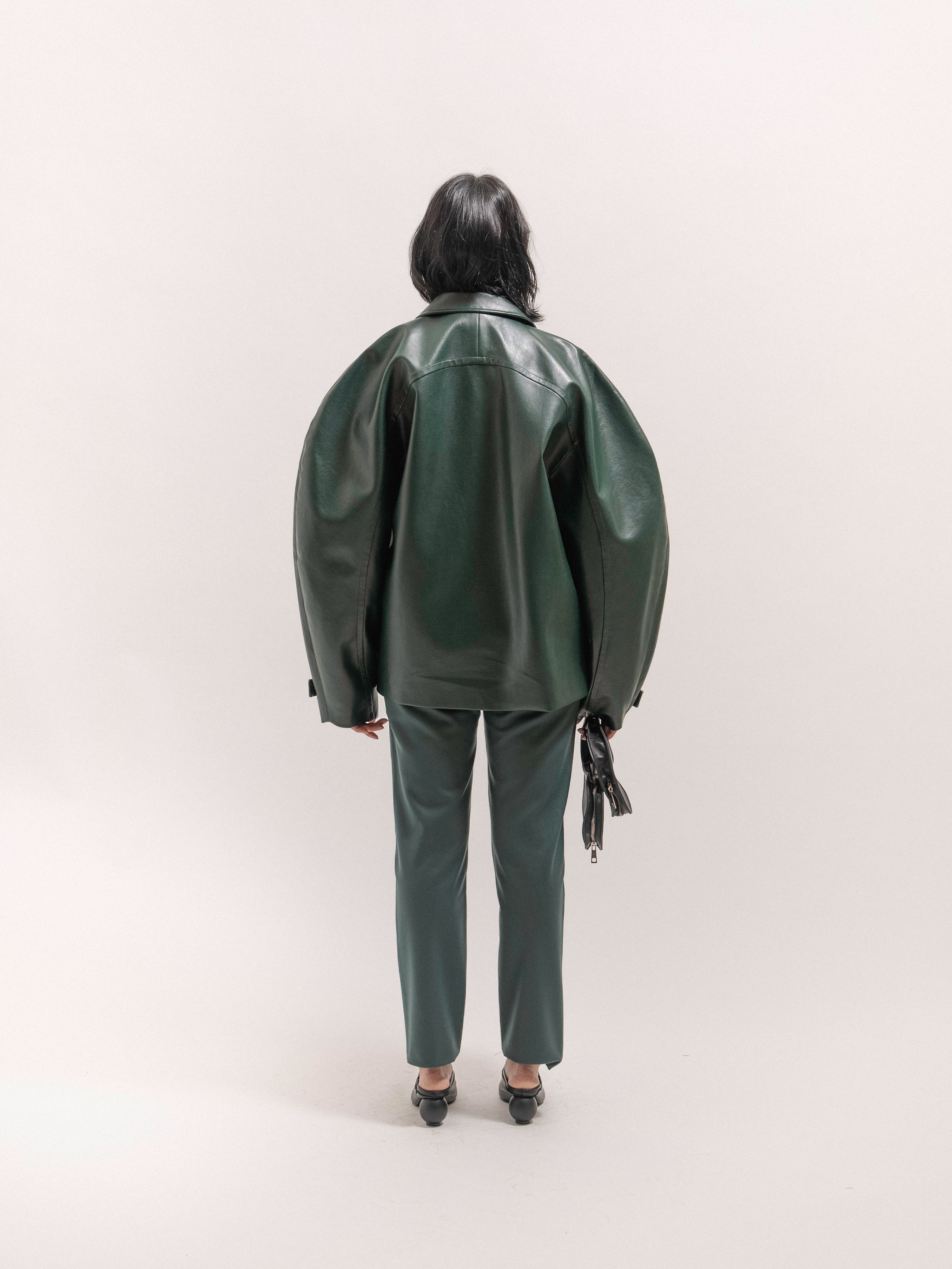 Leather Circle Jacket - Green