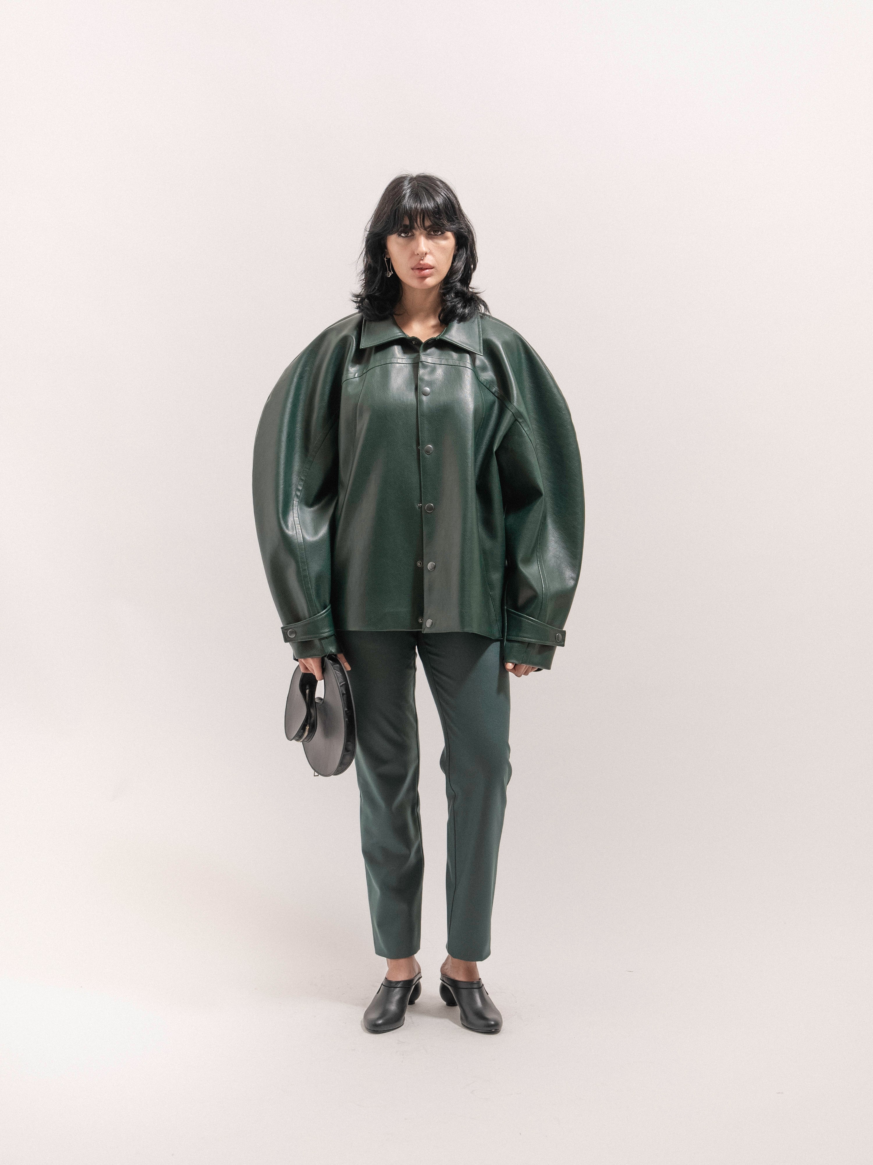 Leather Circle Jacket - Green