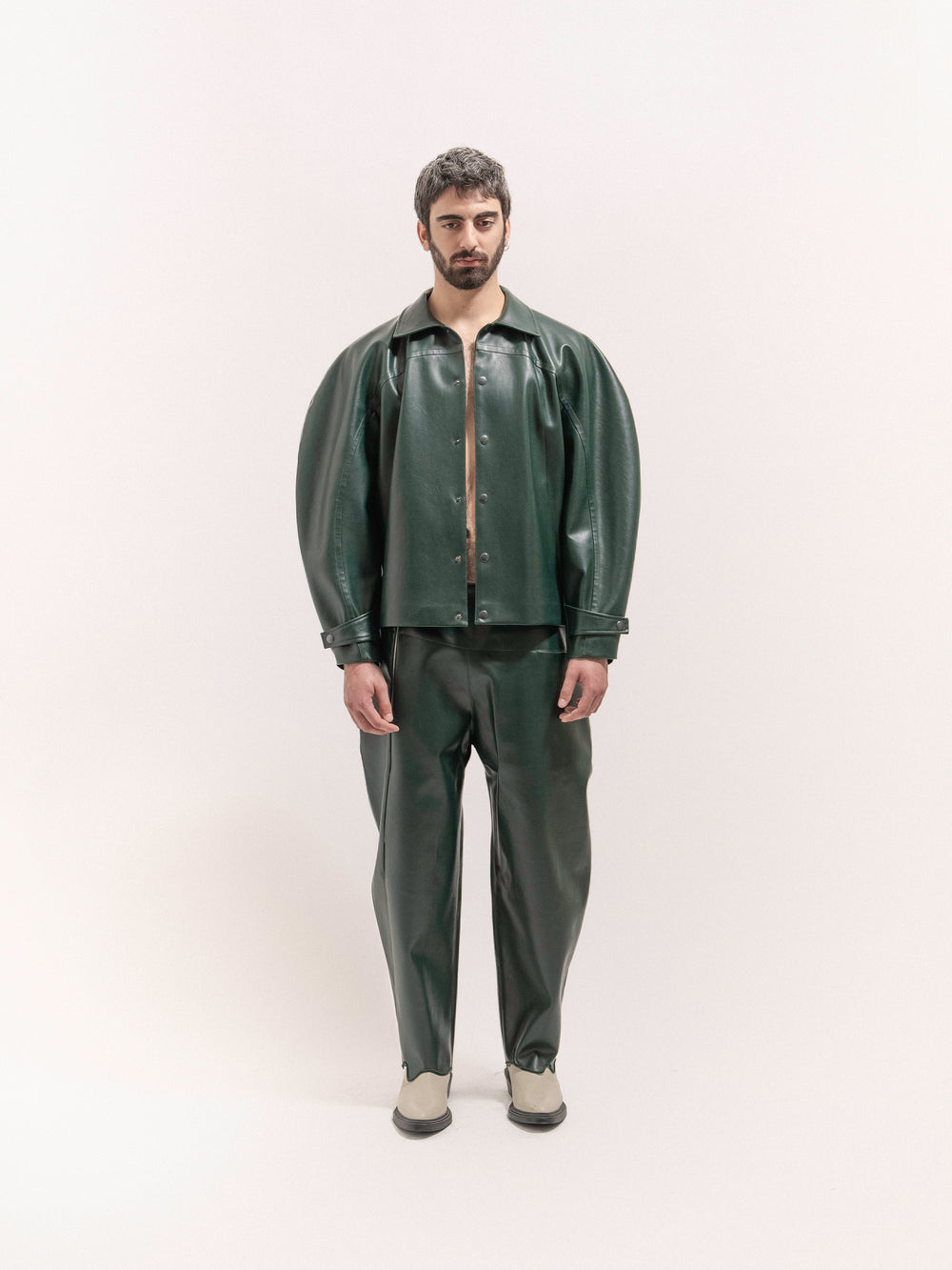 Leather Circle Jacket - Green
