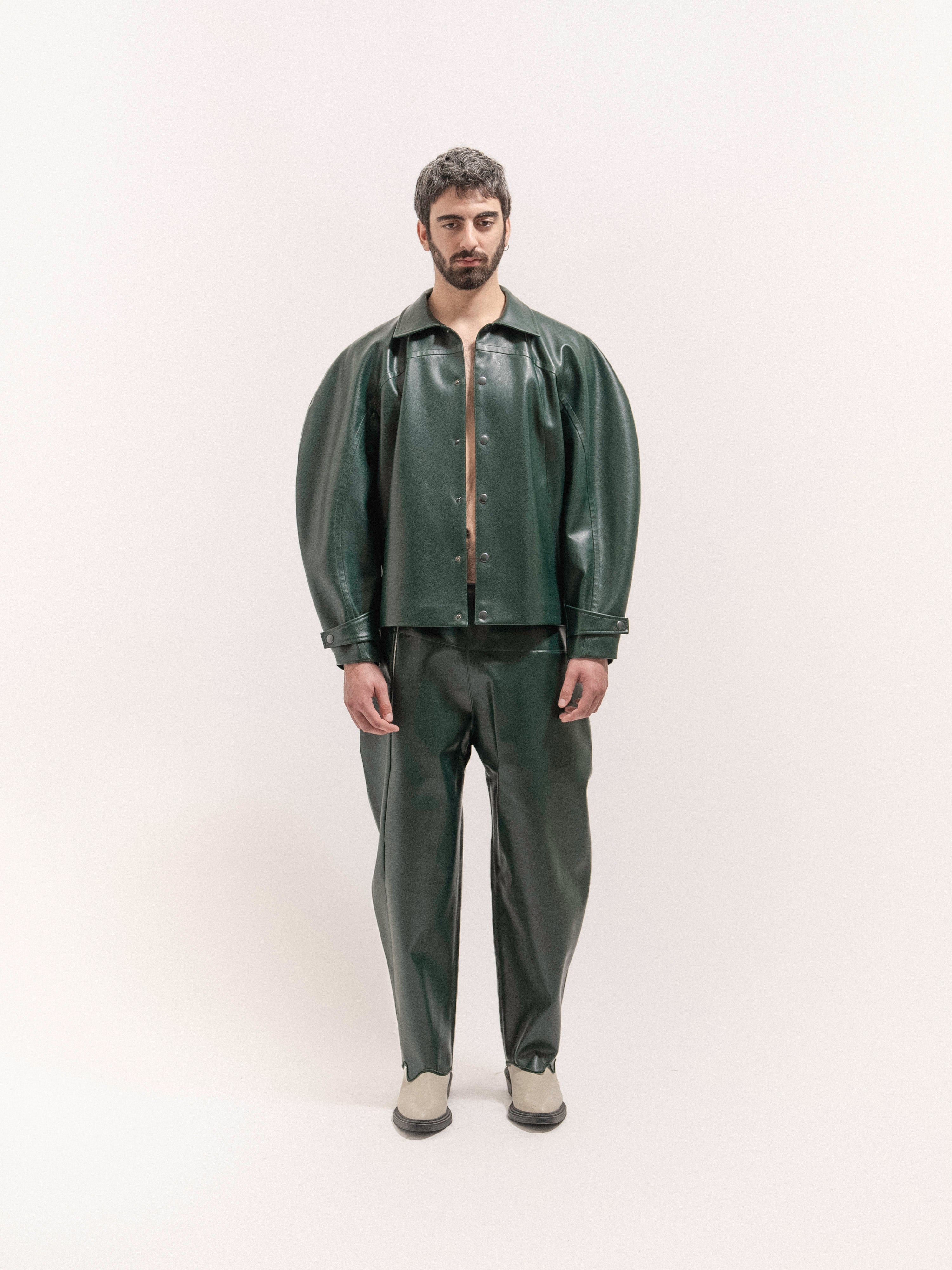 Leather Circle Jacket - Green